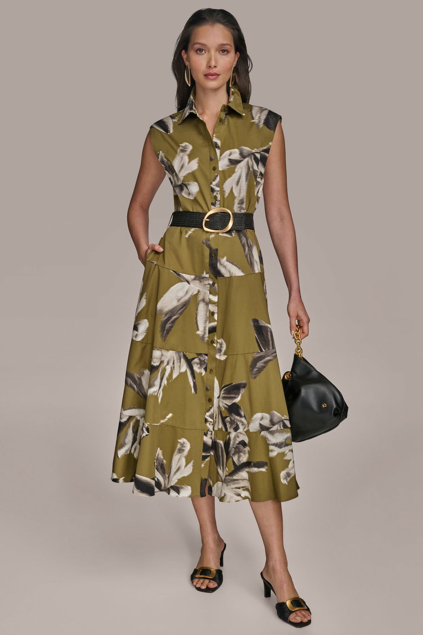 Cotton Floral Sleeveless Midi Shirt Dress | Shirt Dress | Donna Karan Cotton Floral Sleeveless Midi Shirt Dress | Shirt Dress | Donna Karan