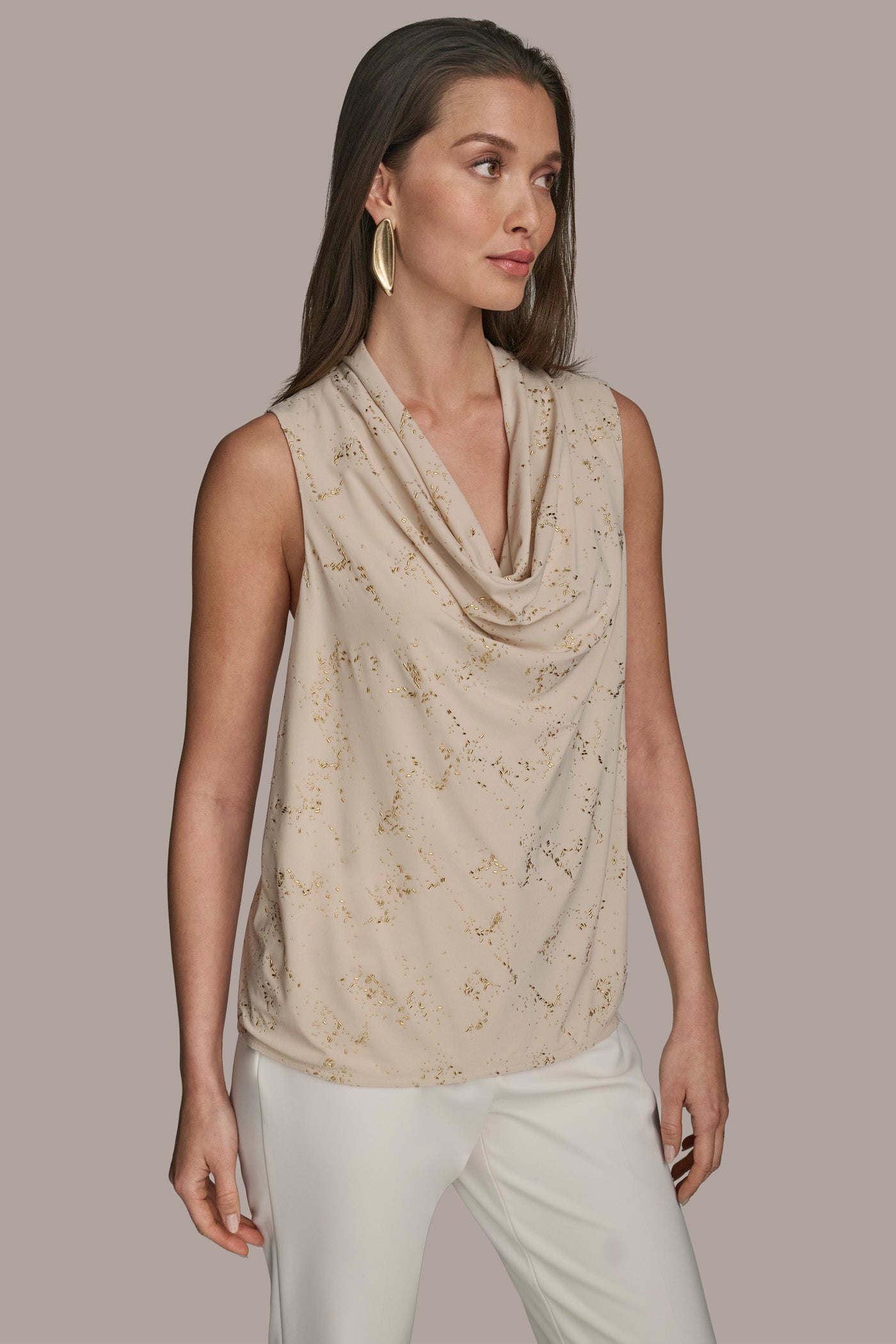 EMBELLISHED COWL NECK TOP | View 1 | Tops