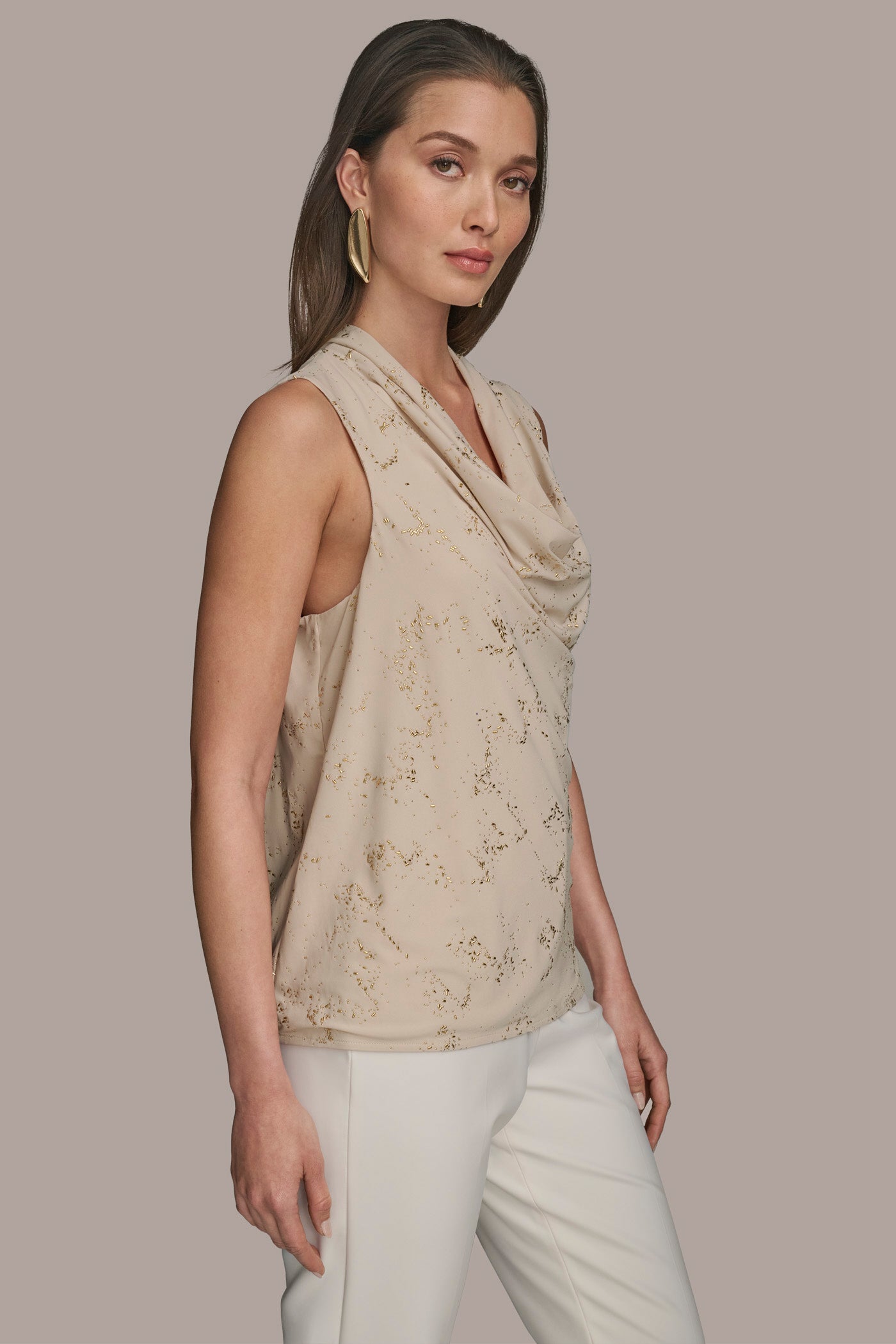 EMBELLISHED COWL NECK TOP | View 2 | Tops