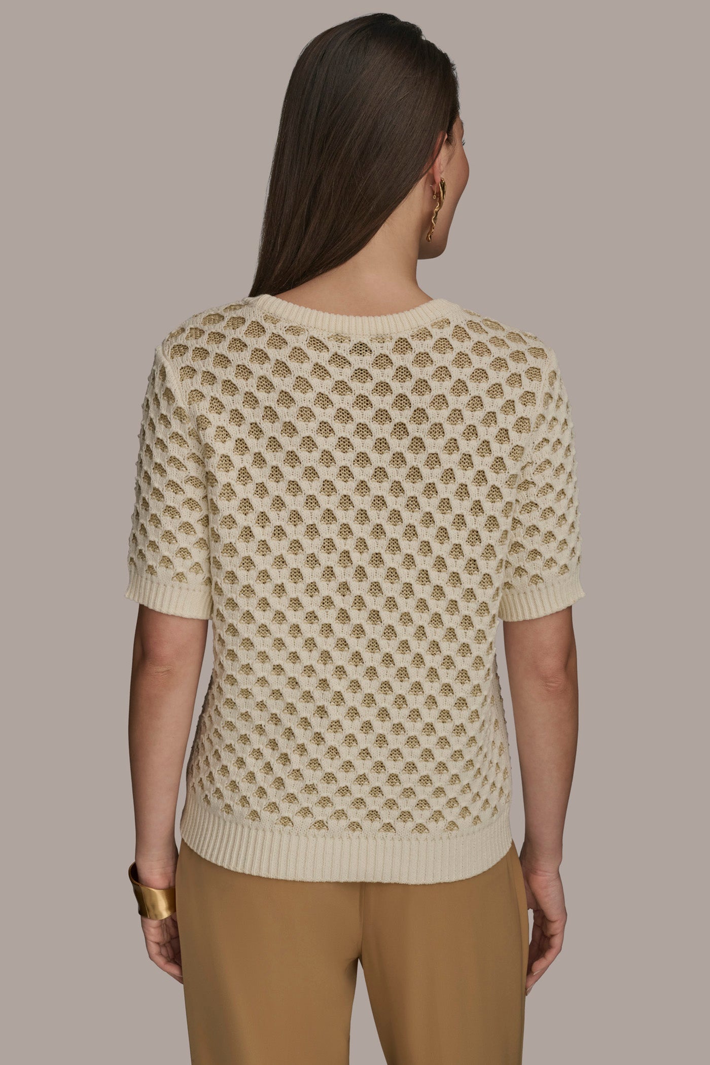 TWO TONE HONEYCOMB SWEATER | View 2 | Clothing