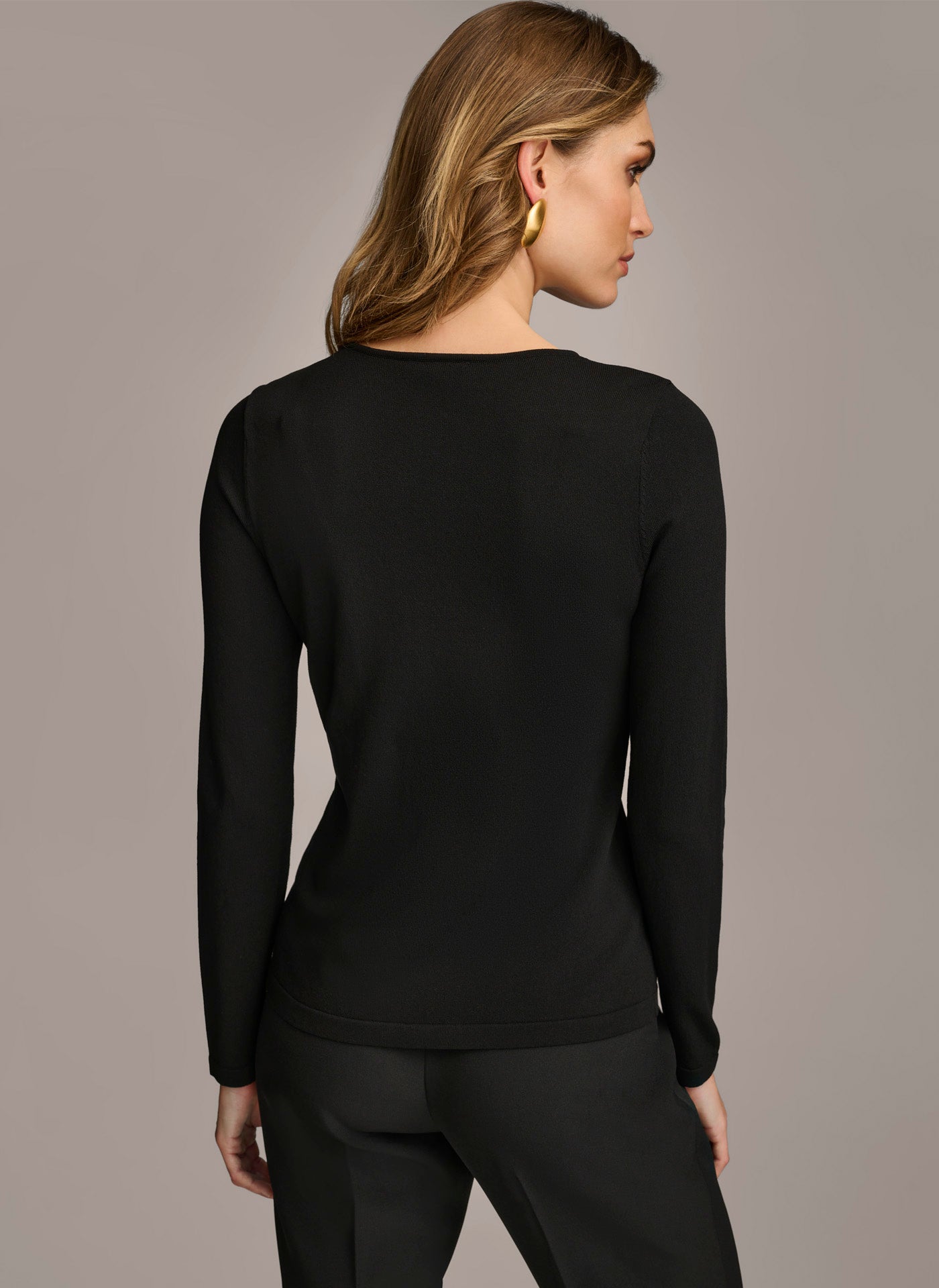 DONNA KARAN Womens Purple Cap Sleeve V Neck Top main image 1
