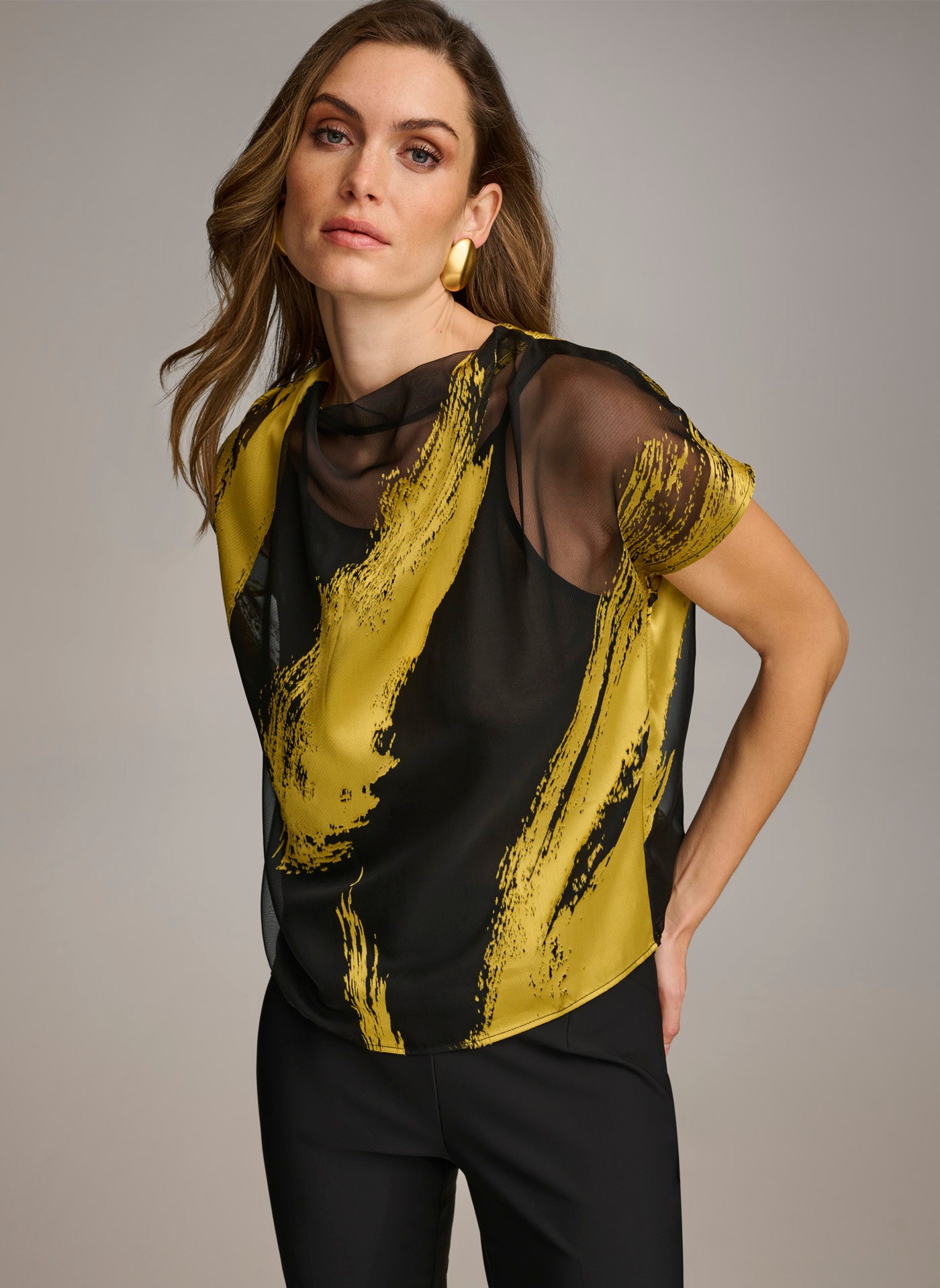 PRINT COWL NECK TOP VIEW 3 | Sale Tops and Sweaters
