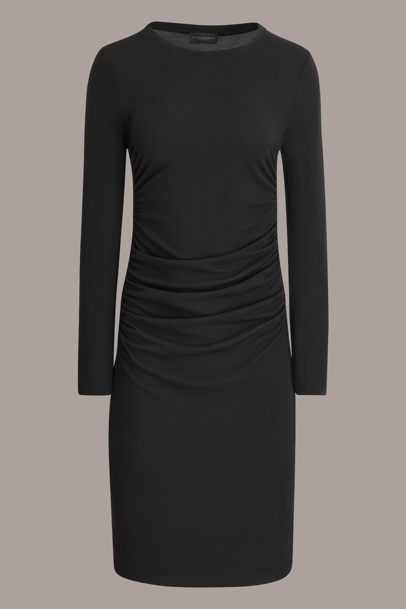 Donna Karan Women's Long Sleeve Ruched Jersey Dress - Black - L Donna Karan Women's Long Sleeve Ruched Jersey Dress - Black - L