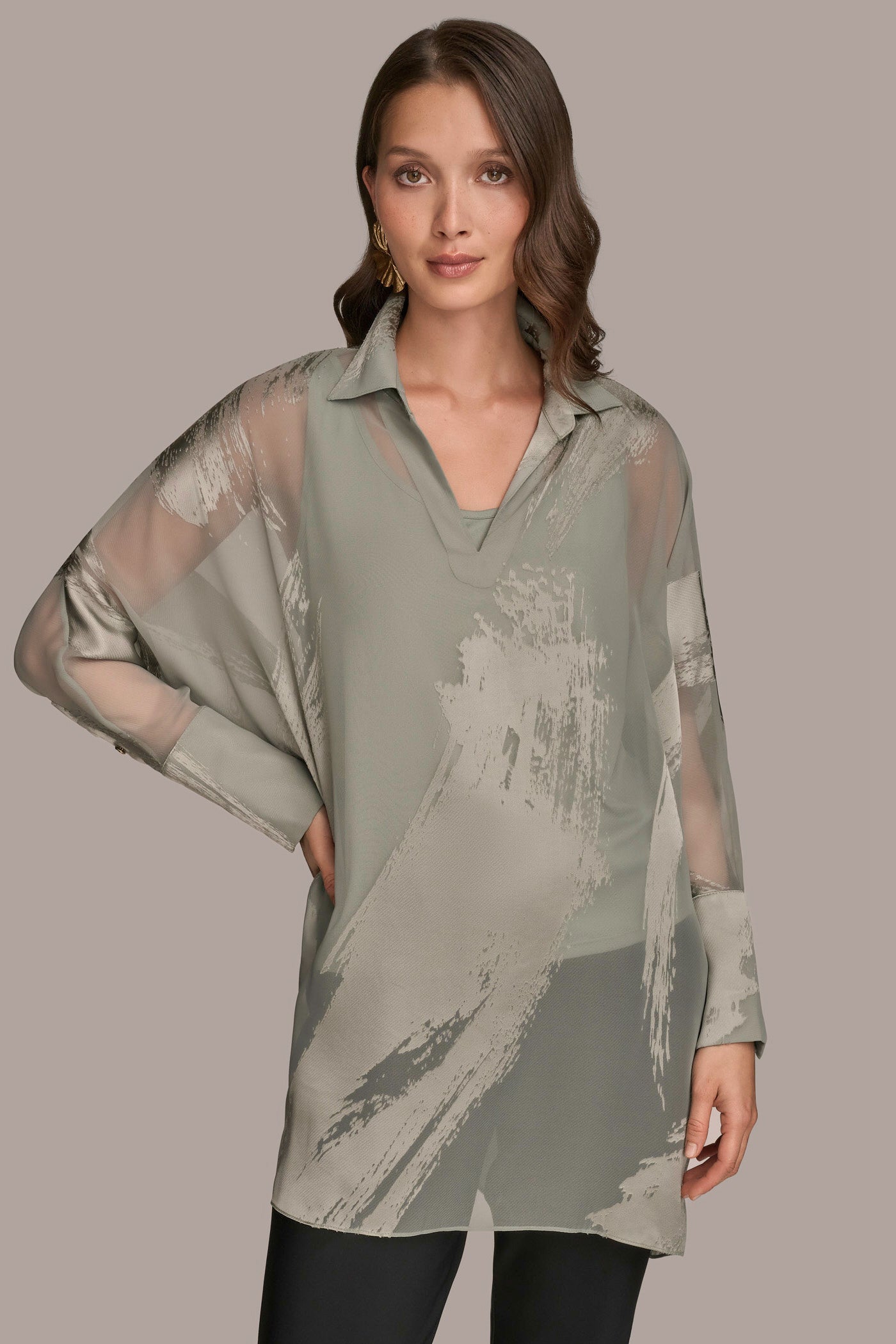 LONG SLEEVE BURNOUT TUNIC | View 1 | Products