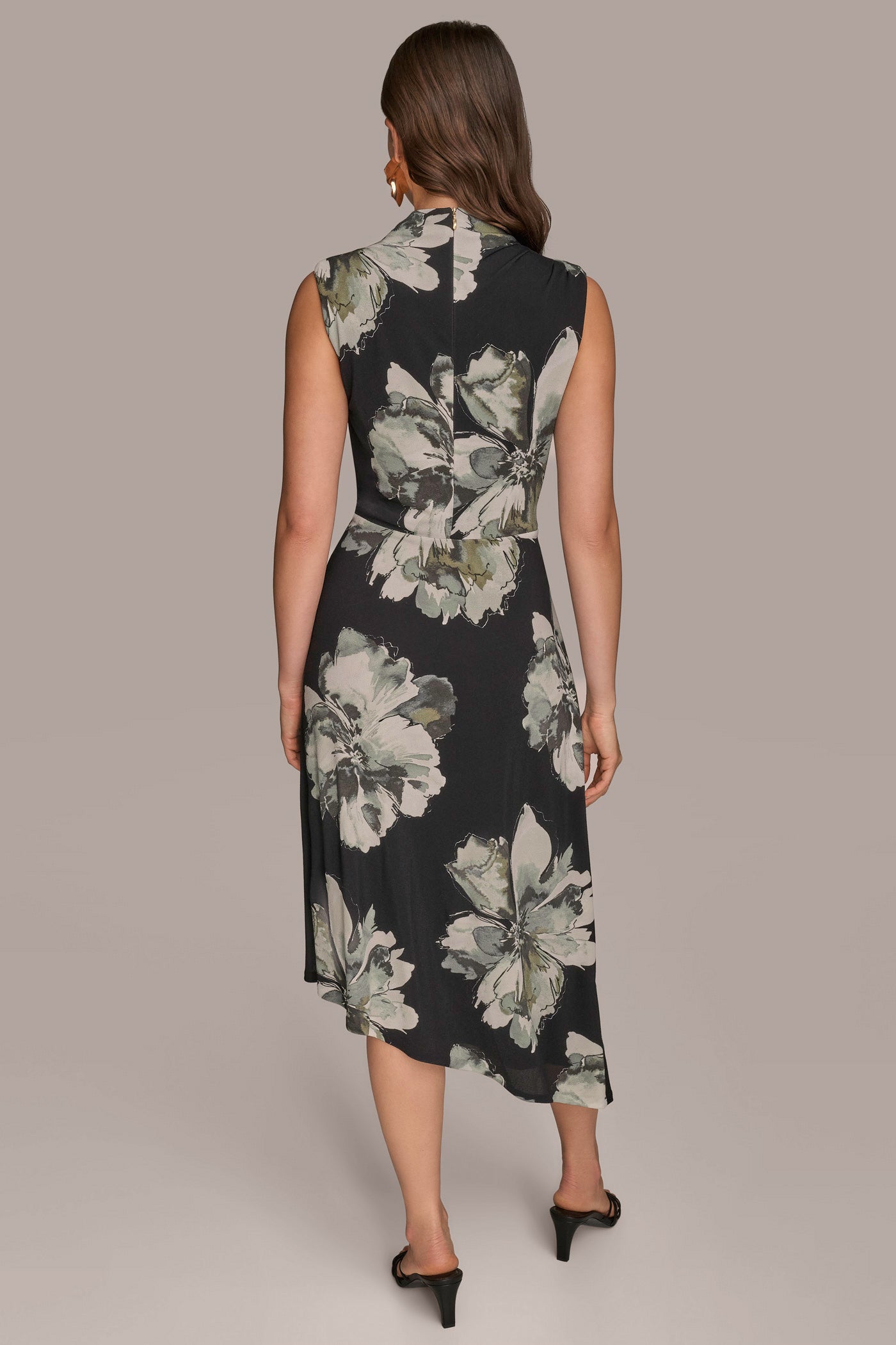 FLORAL ASYMMETRIC GATHERED EMBELLISHED DRESS | View 2 | New Arrivals
