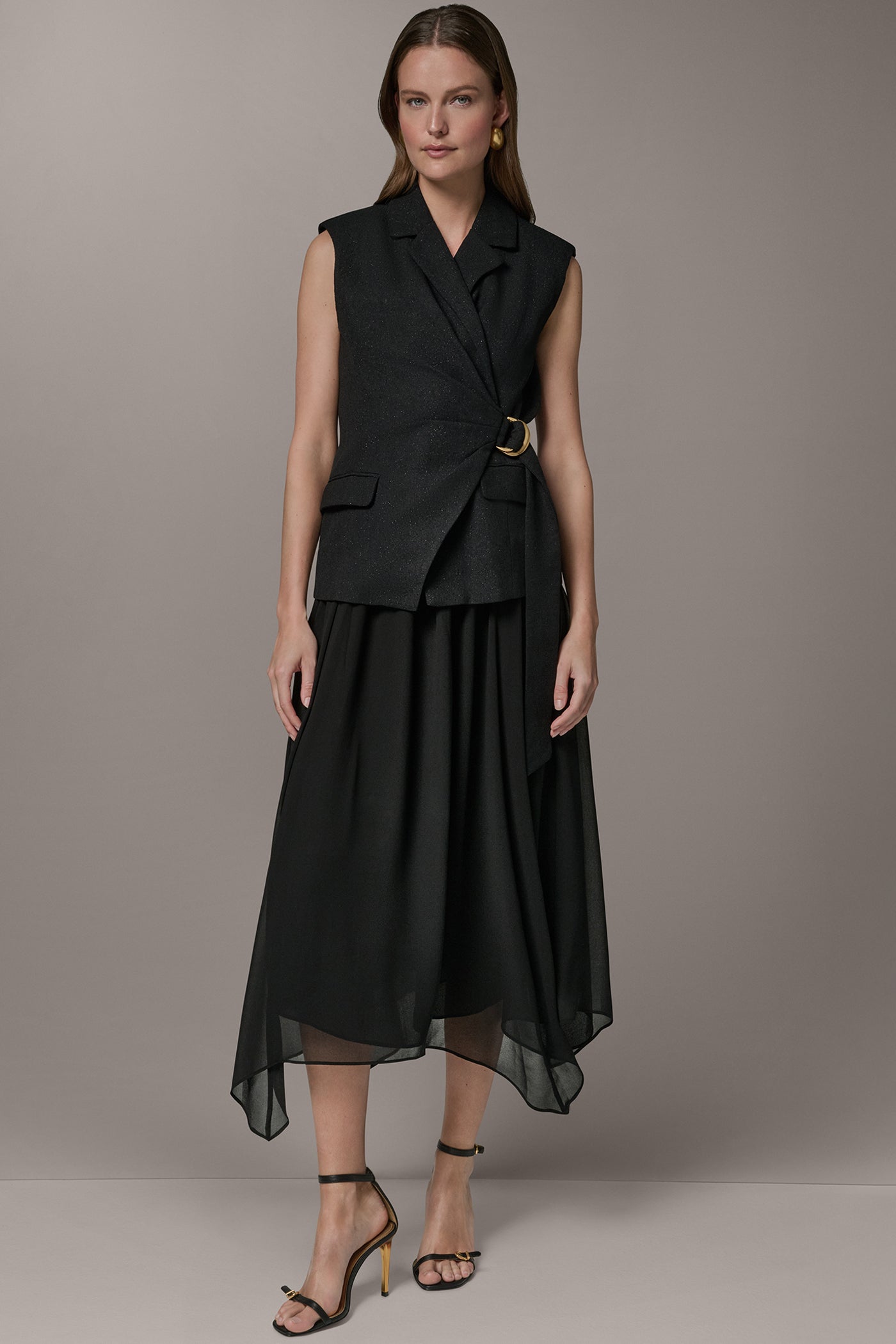 Collared Sleeveless Fit And Flare Dress VIEW 1