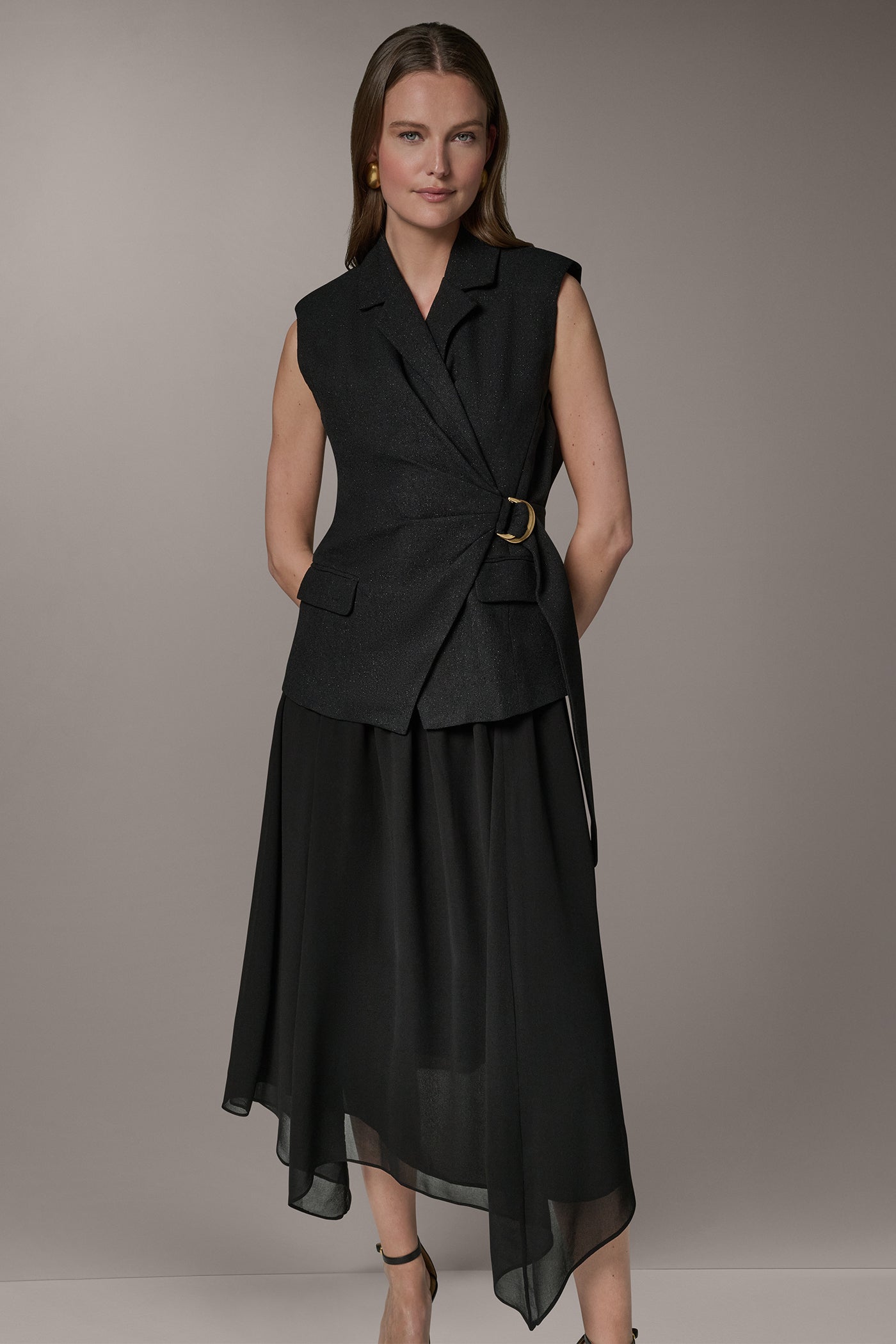 Collared Sleeveless Fit And Flare Dress VIEW 2