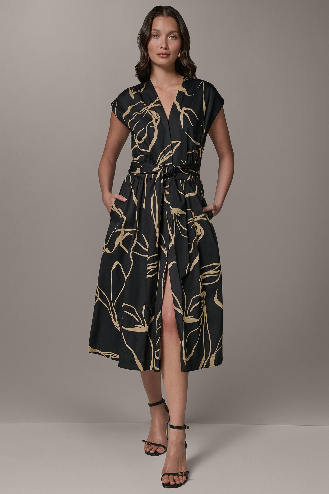 SLEEVELESS PRINT MIDI DRESS VIEW 3 | Essential Dresses