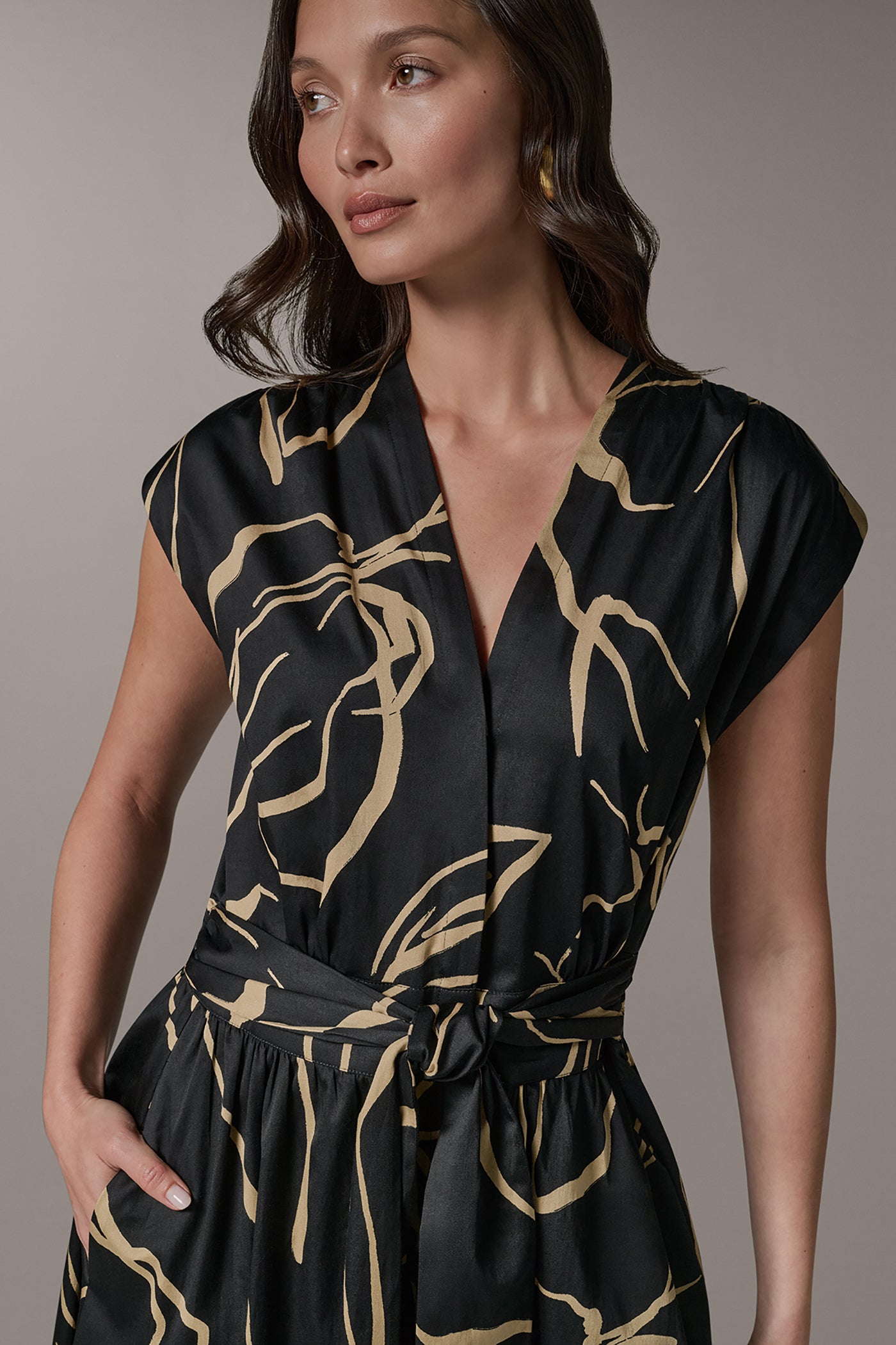 SLEEVELESS PRINT MIDI DRESS (alternate view)