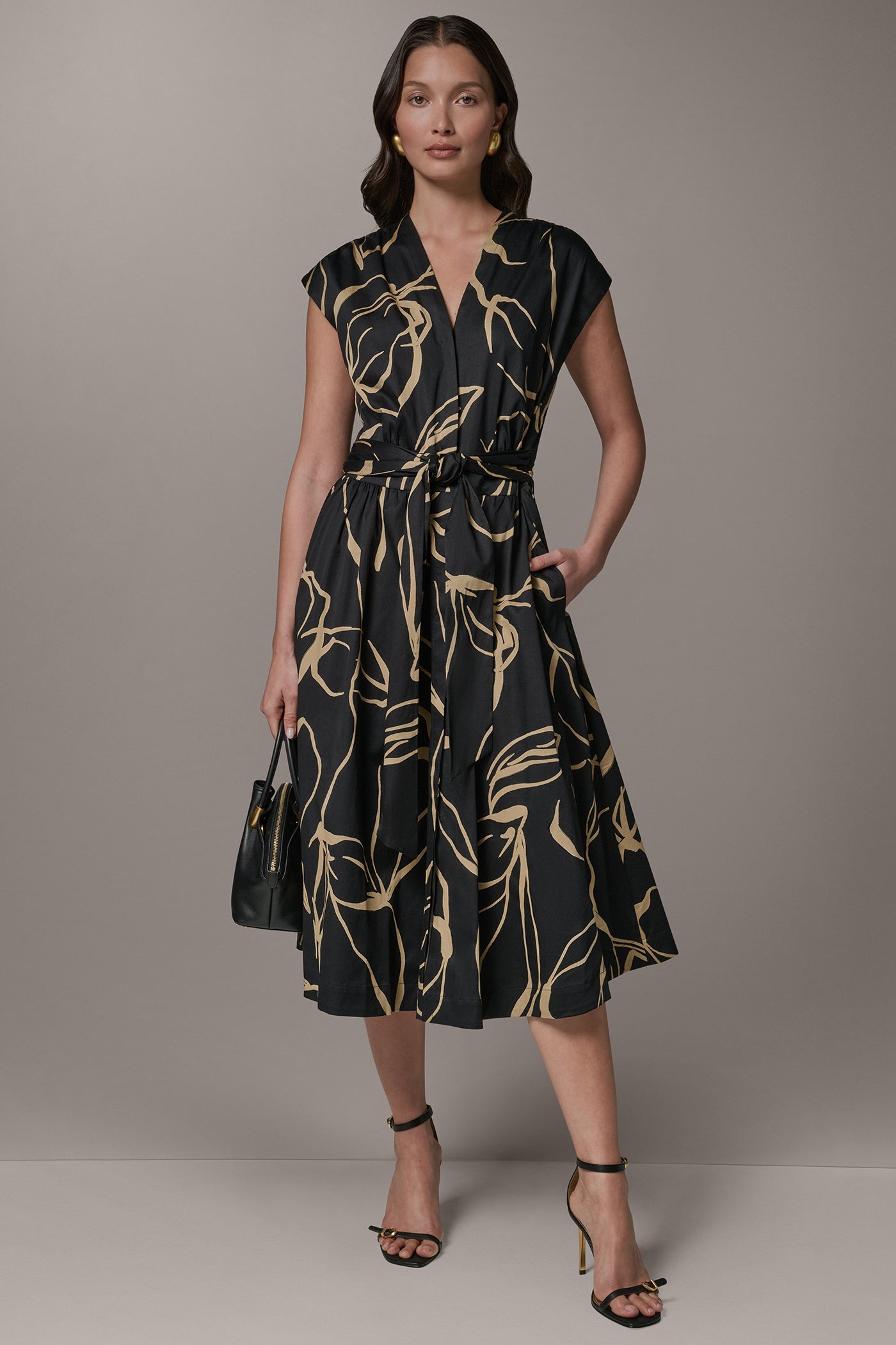 SLEEVELESS PRINT MIDI DRESS