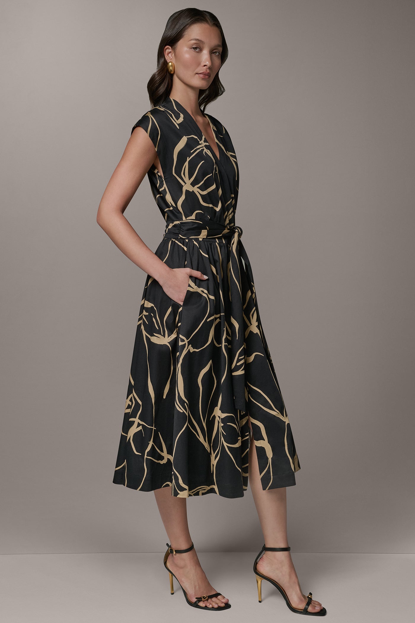 SLEEVELESS PRINT MIDI DRESS VIEW 4 | Essential Dresses
