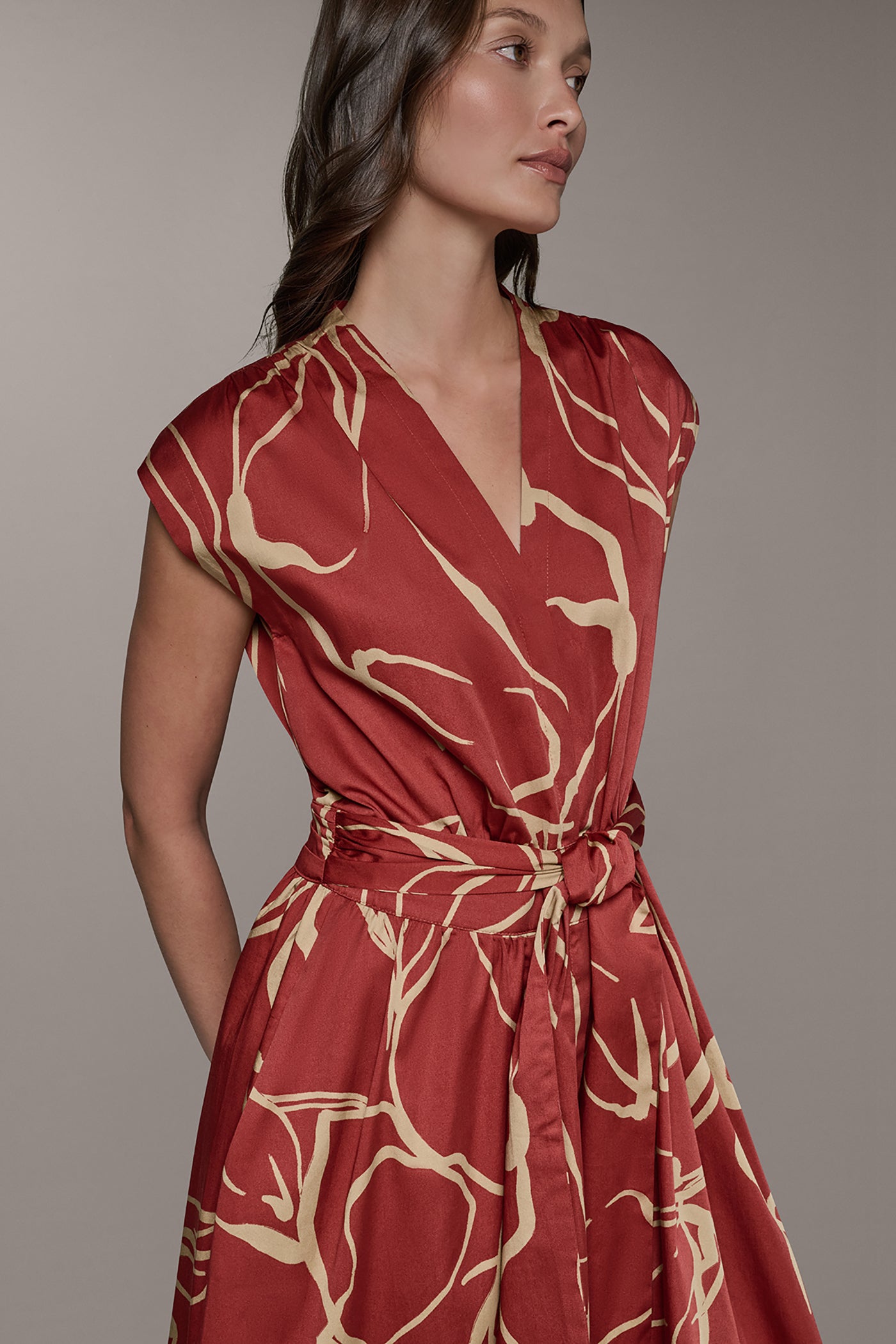 SLEEVELESS PRINT MIDI DRESS (alternate view)
