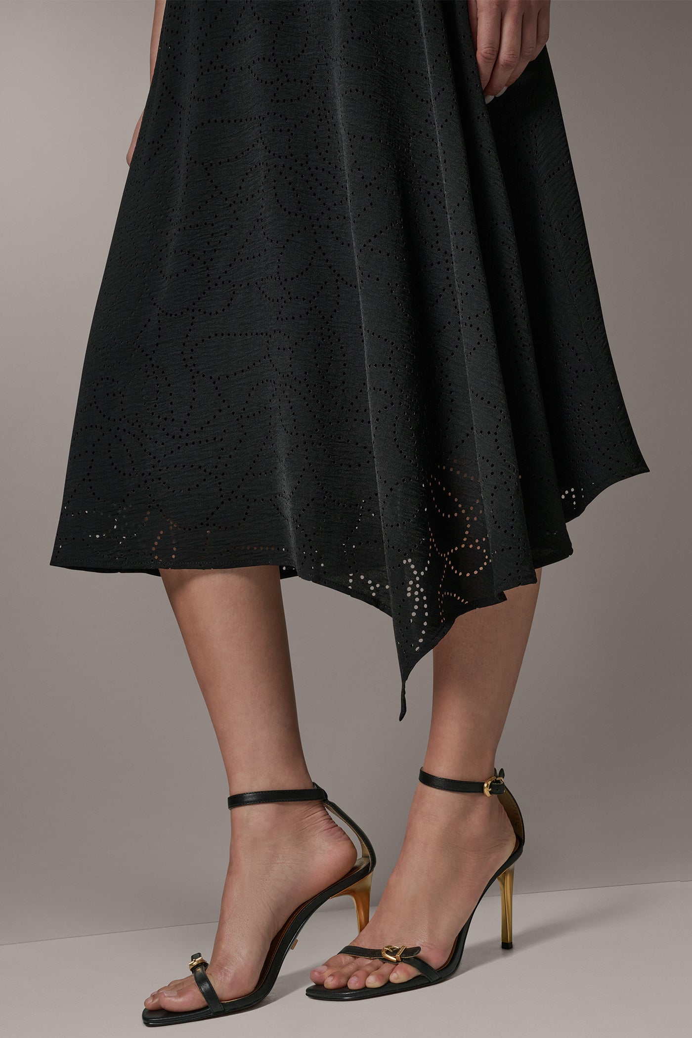 LASER CUT ASYMMETRIC MIDI SKIRT VIEW 5 | Skirts