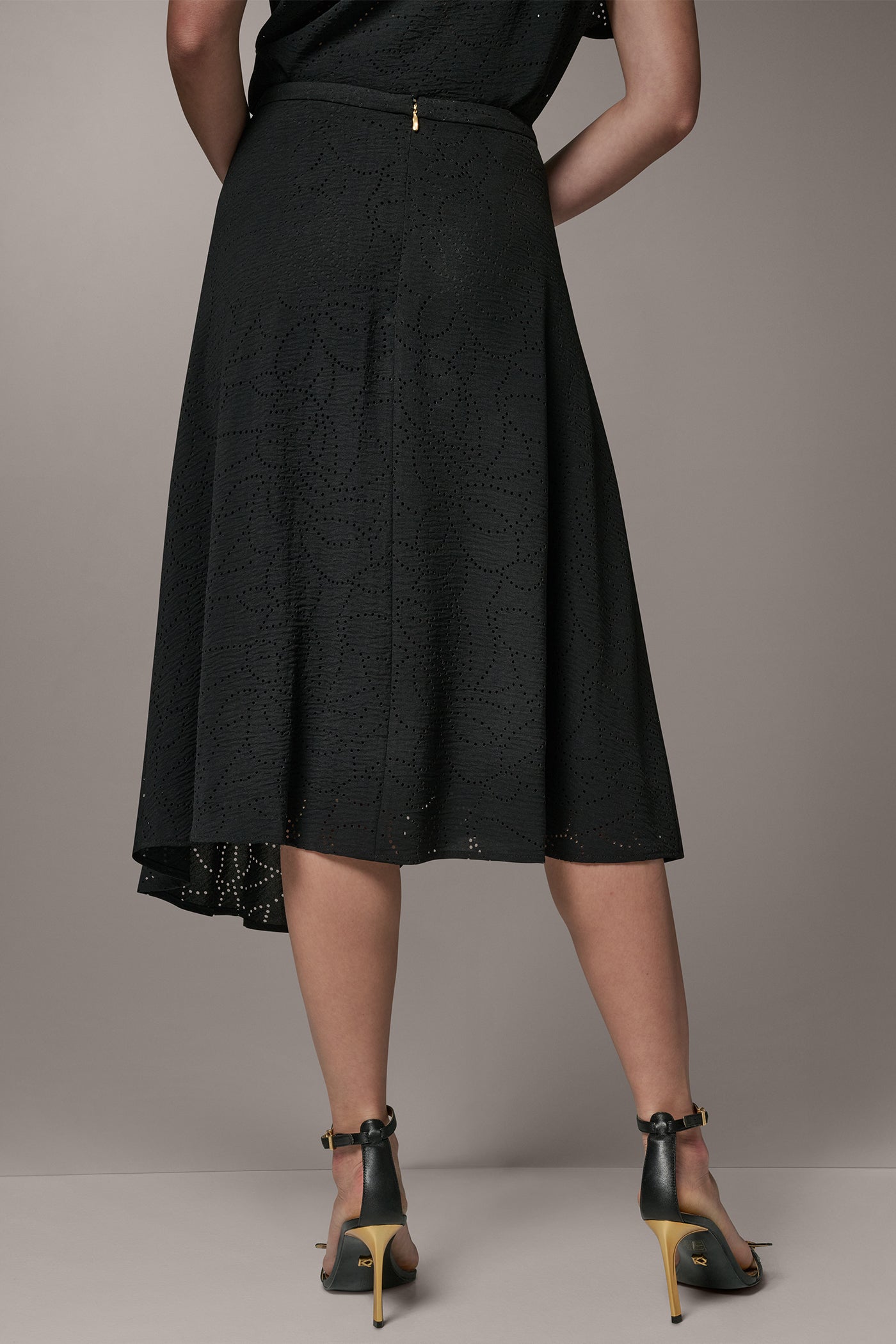 LASER CUT ASYMMETRIC MIDI SKIRT VIEW 3 | Skirts