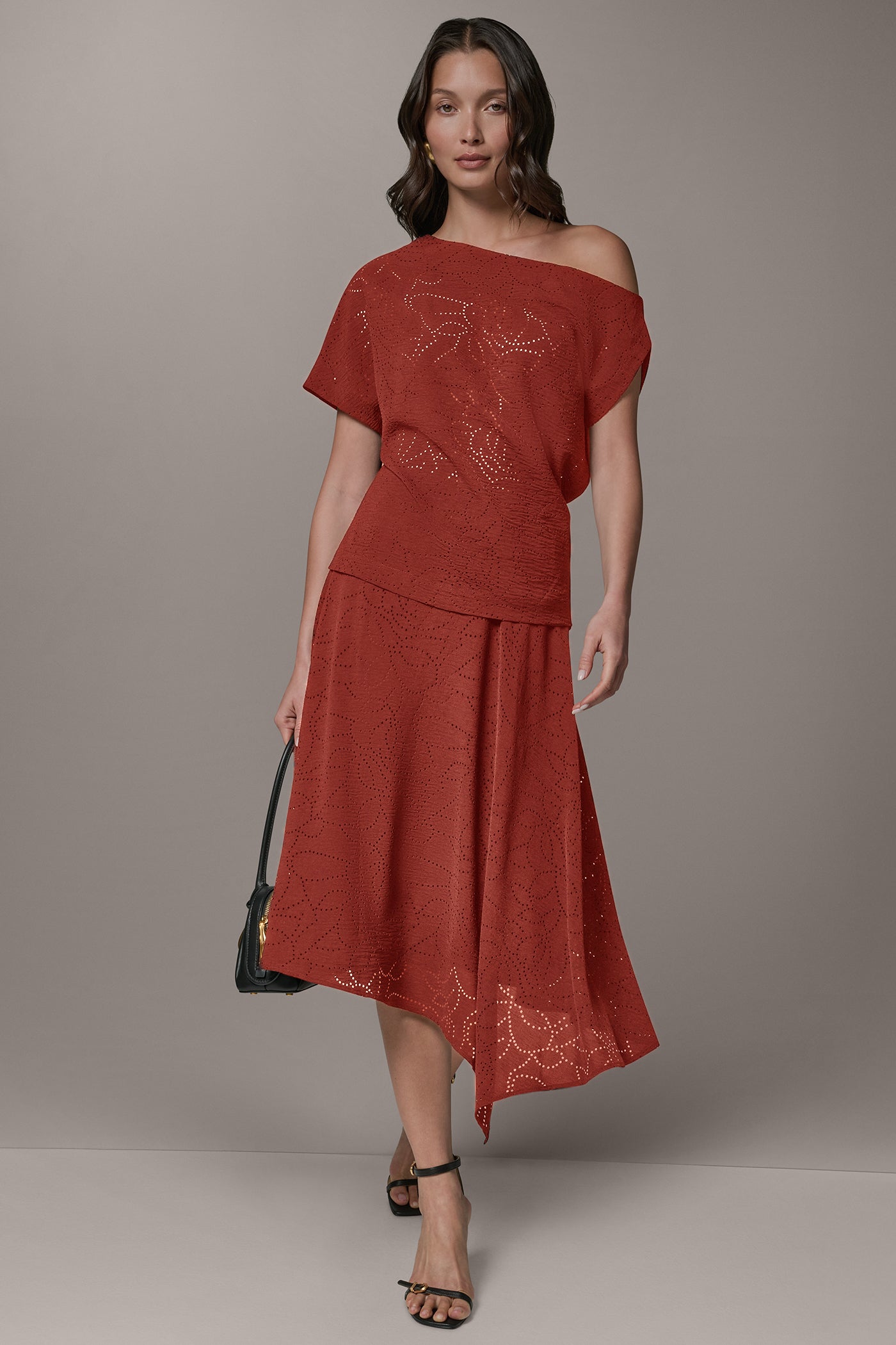 LASER CUT ASYMMETRIC MIDI SKIRT VIEW 6