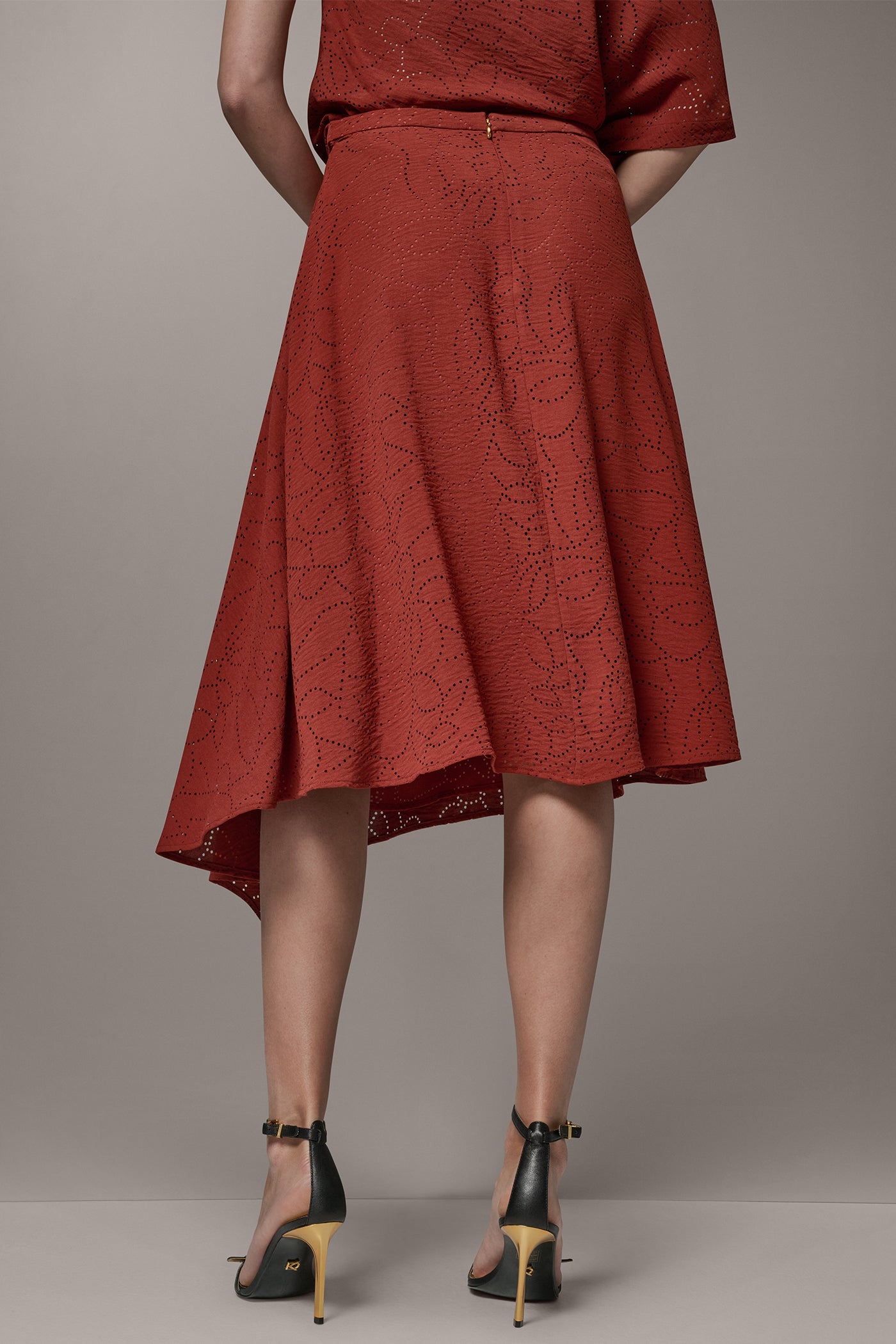 LASER CUT ASYMMETRIC MIDI SKIRT VIEW 3