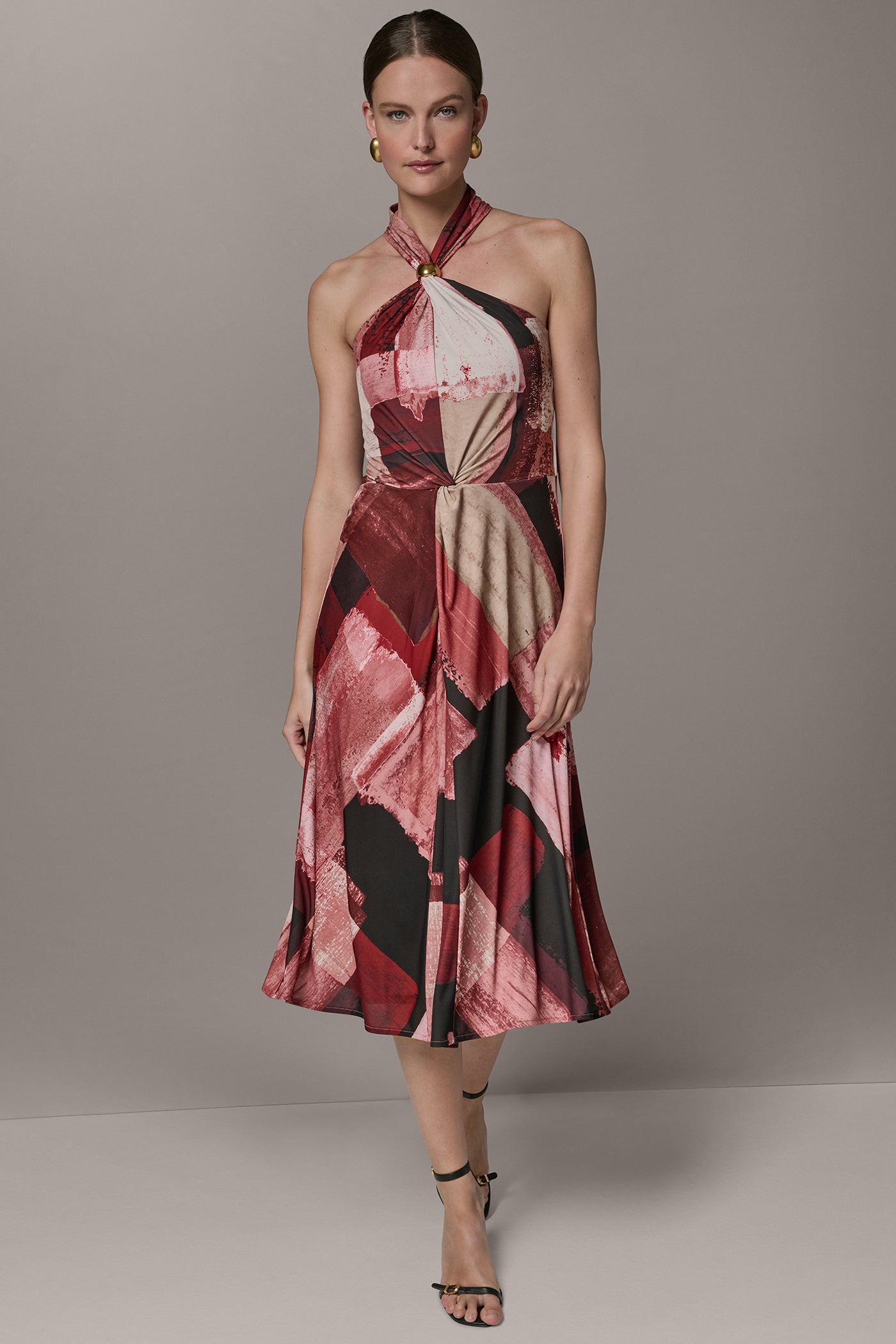 PRINTED HALTER DRESS