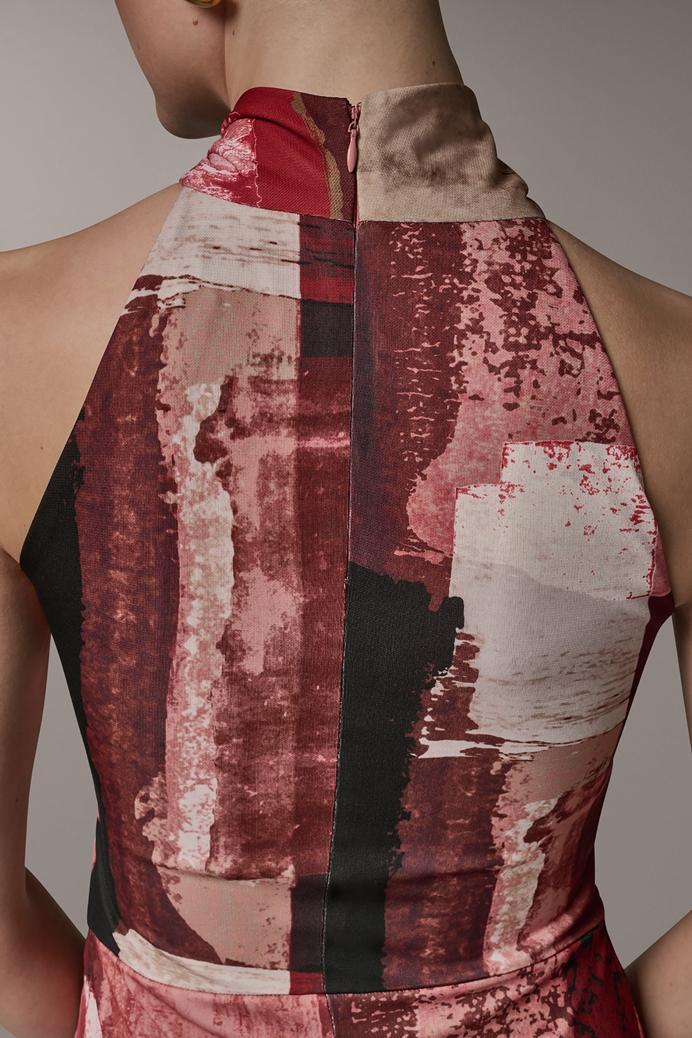 Donna Karan Women's Sleeveless Midi Halter Dress in Desert Clay Multi Donna Karan Women's Sleeveless Midi Halter Dress in Desert Clay Multi