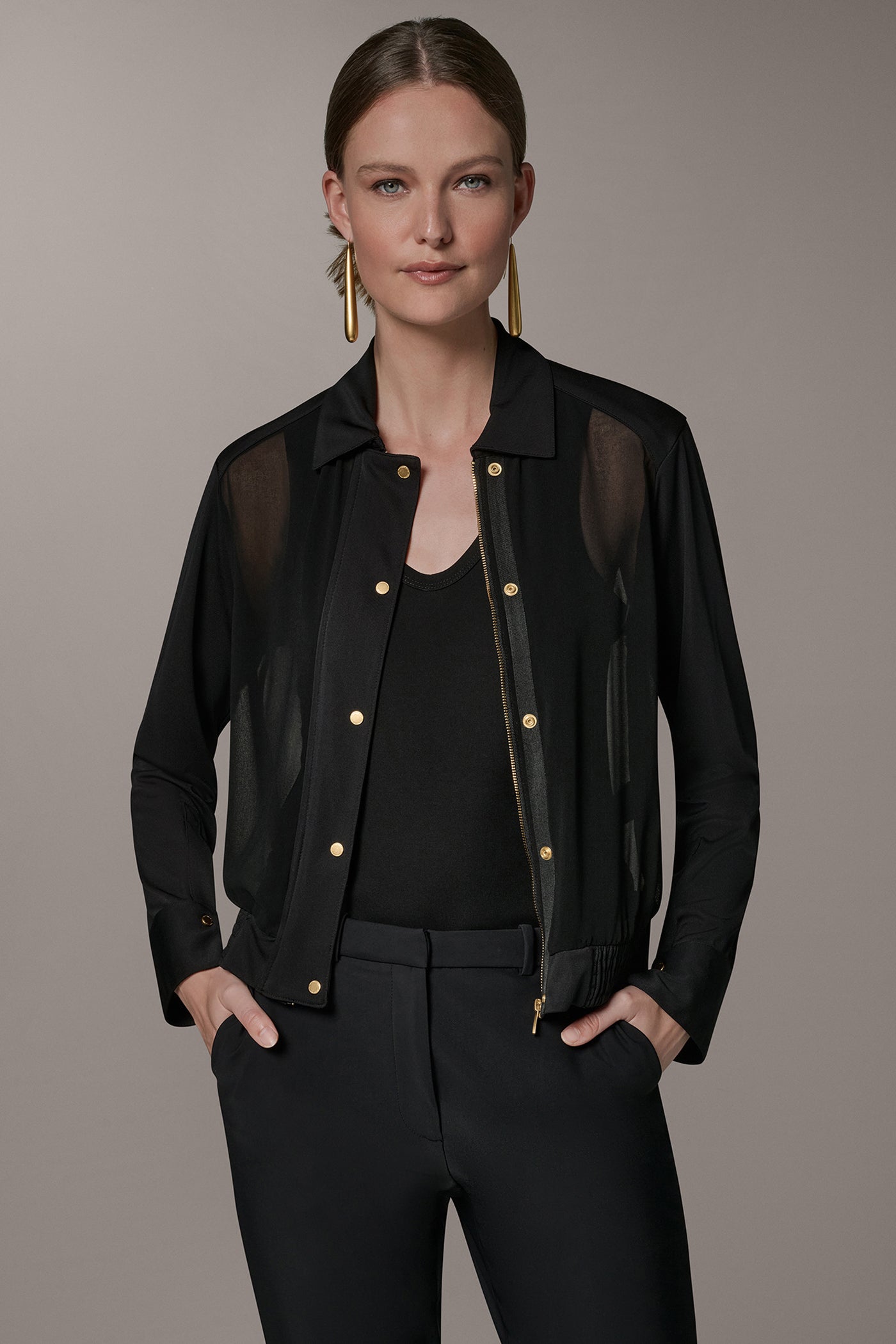 MIX MEDIA ZIP FRONT JACKET VIEW 1