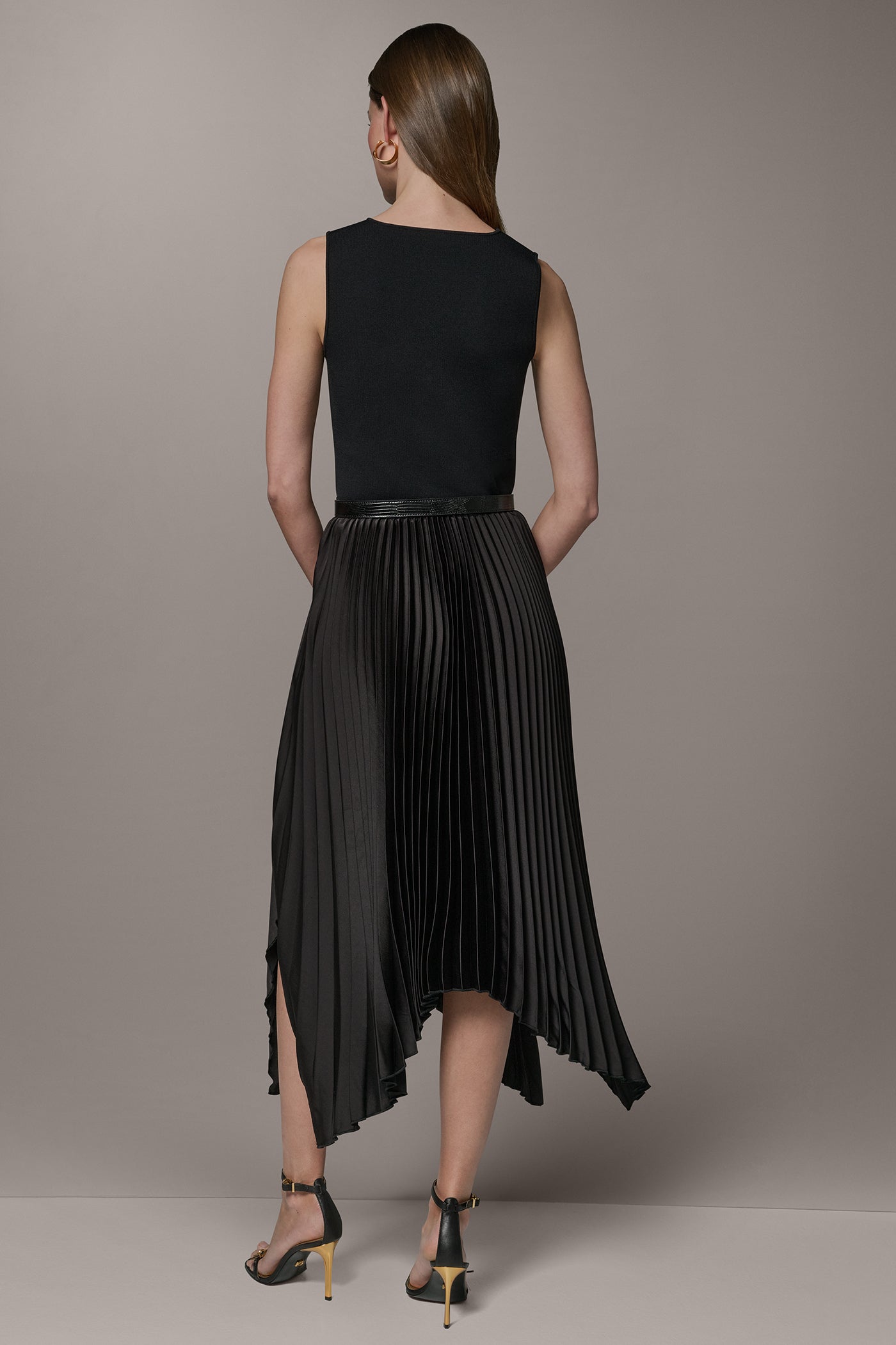 SLEEVELESS MIDI MIXED MEDIA DRESS VIEW 4 | Summer Collection