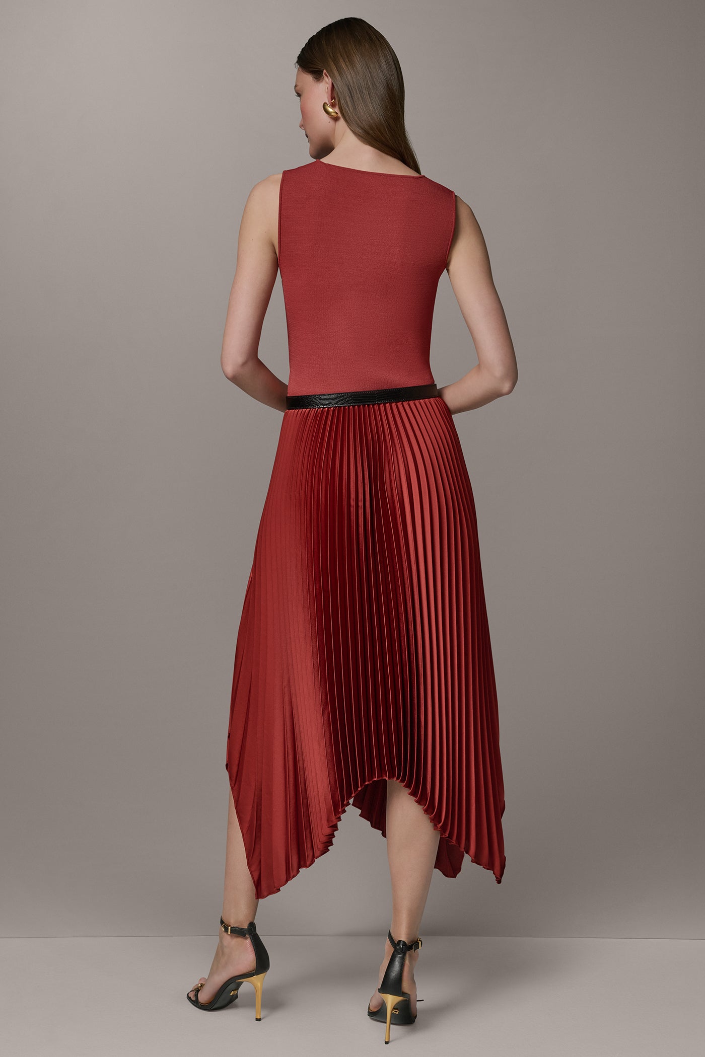 SLEEVELESS V-NECK MIXED-MEDIA DRESS VIEW 3 | Dresses & Jumpsuits