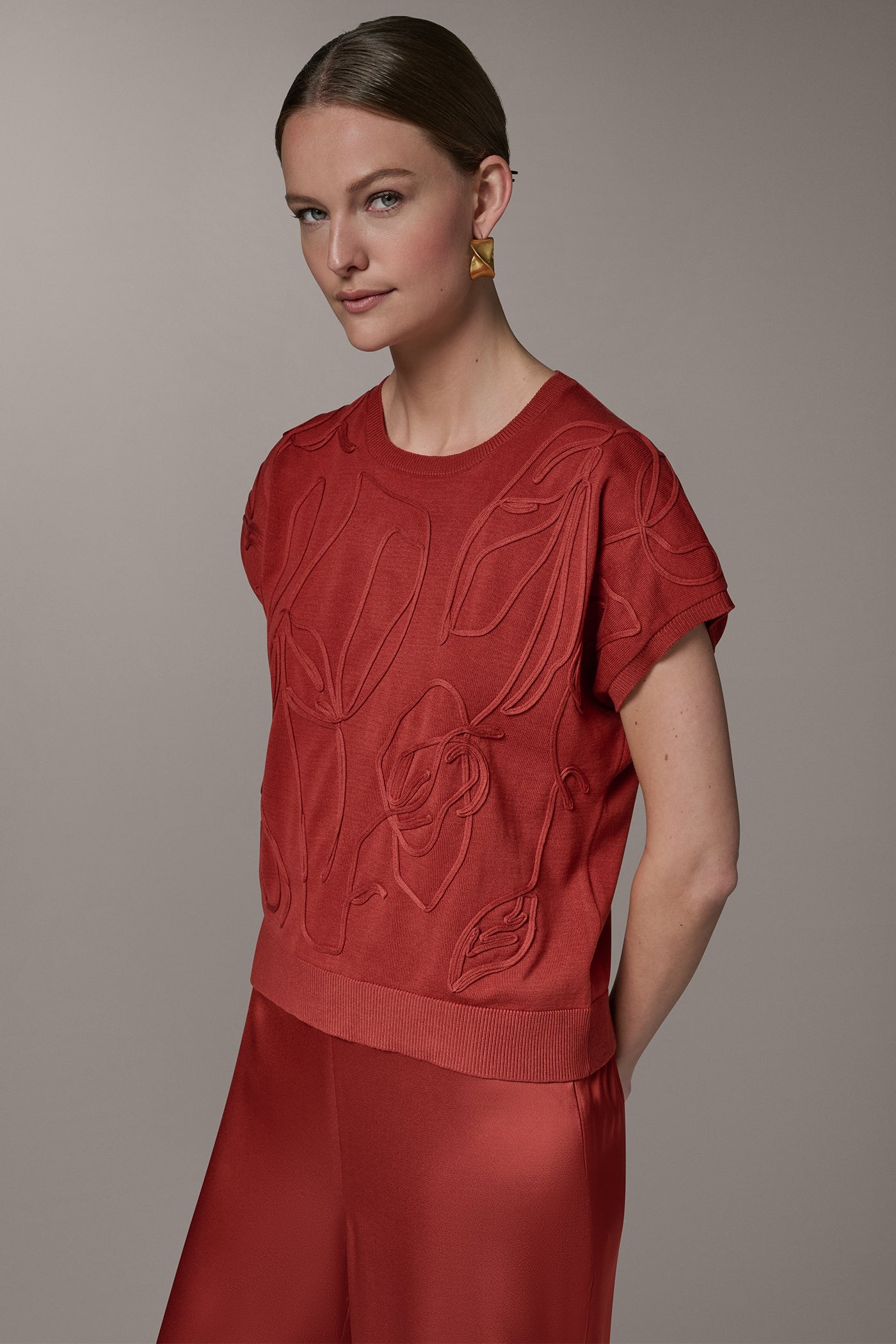 SHORT SLEEVE EMBROIDERED TOP VIEW 4 | Tops