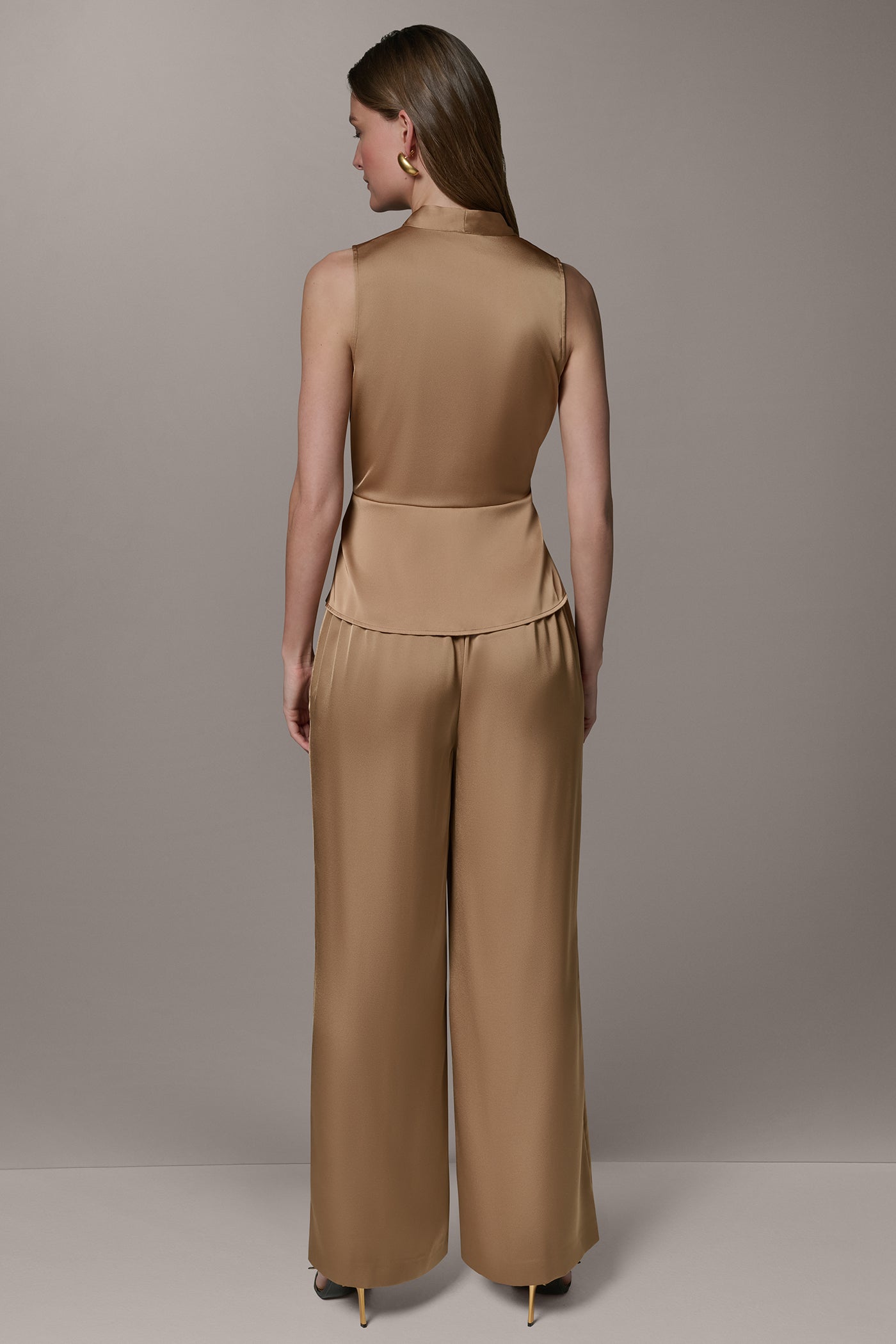 SLEEVELESS WRAP-EFFECT ASYMMETRIC PEPLUM BLOUSE VIEW 7