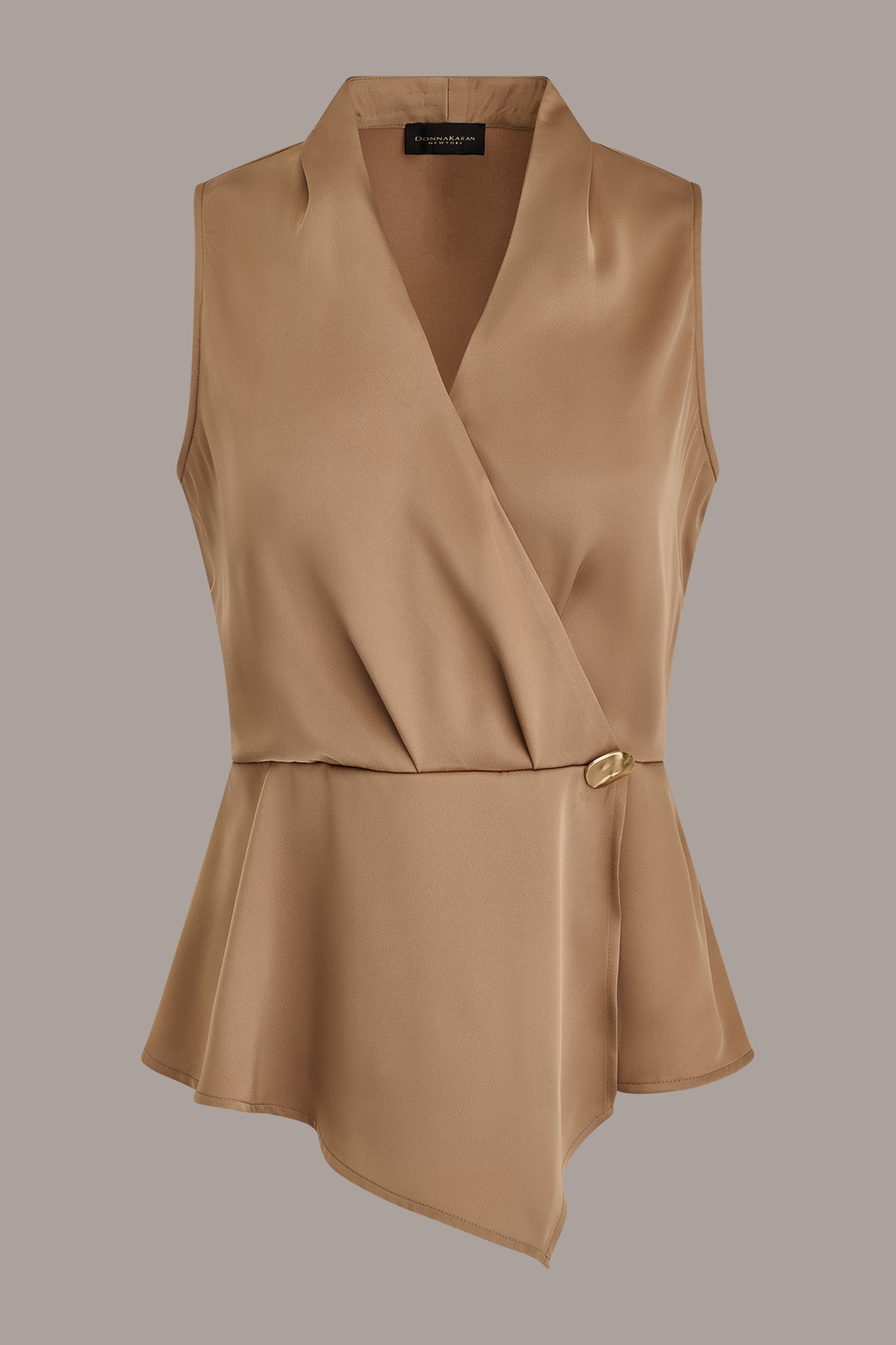 SLEEVELESS WRAP-EFFECT ASYMMETRIC PEPLUM BLOUSE VIEW 8 | Clothing