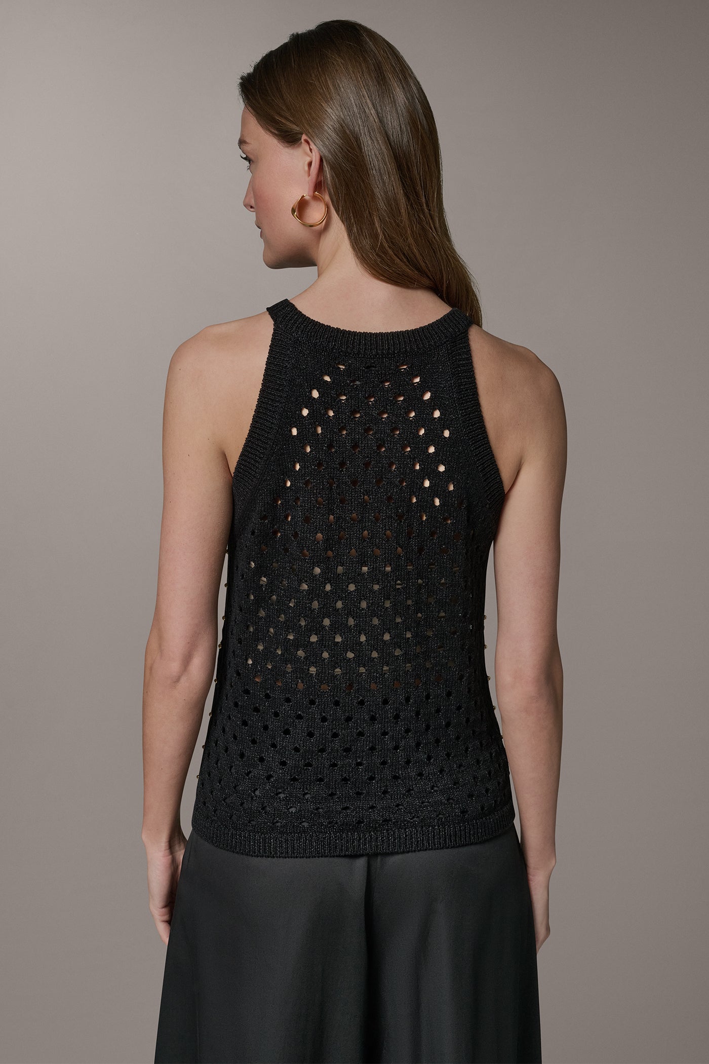 OPEN-STITCH HALTER SWEATER TANK VIEW 3 | Tops