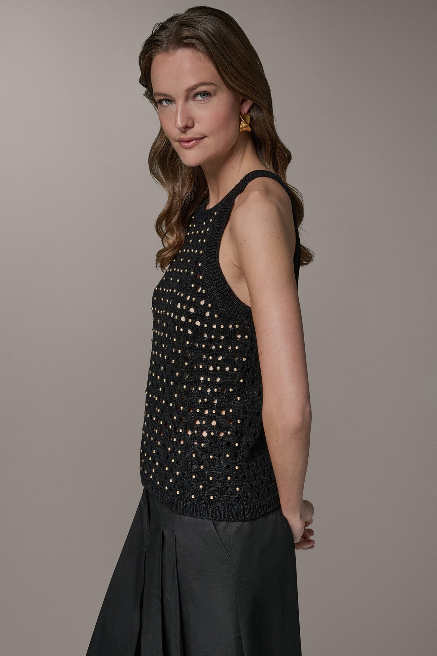 OPEN-STITCH HALTER SWEATER TANK VIEW 4 | Tops