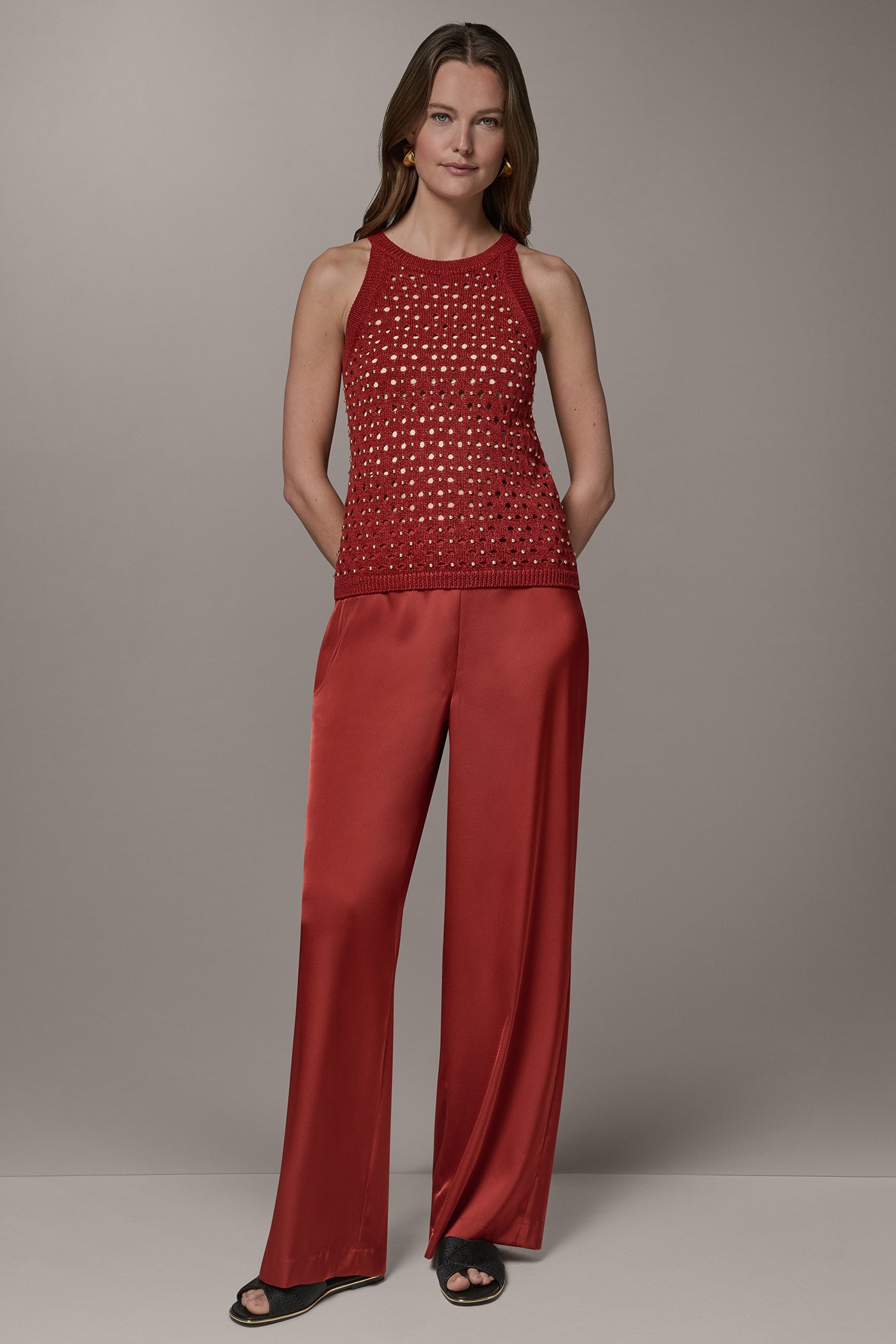 OPEN-STITCH HALTER SWEATER TANK VIEW 8 | Tops