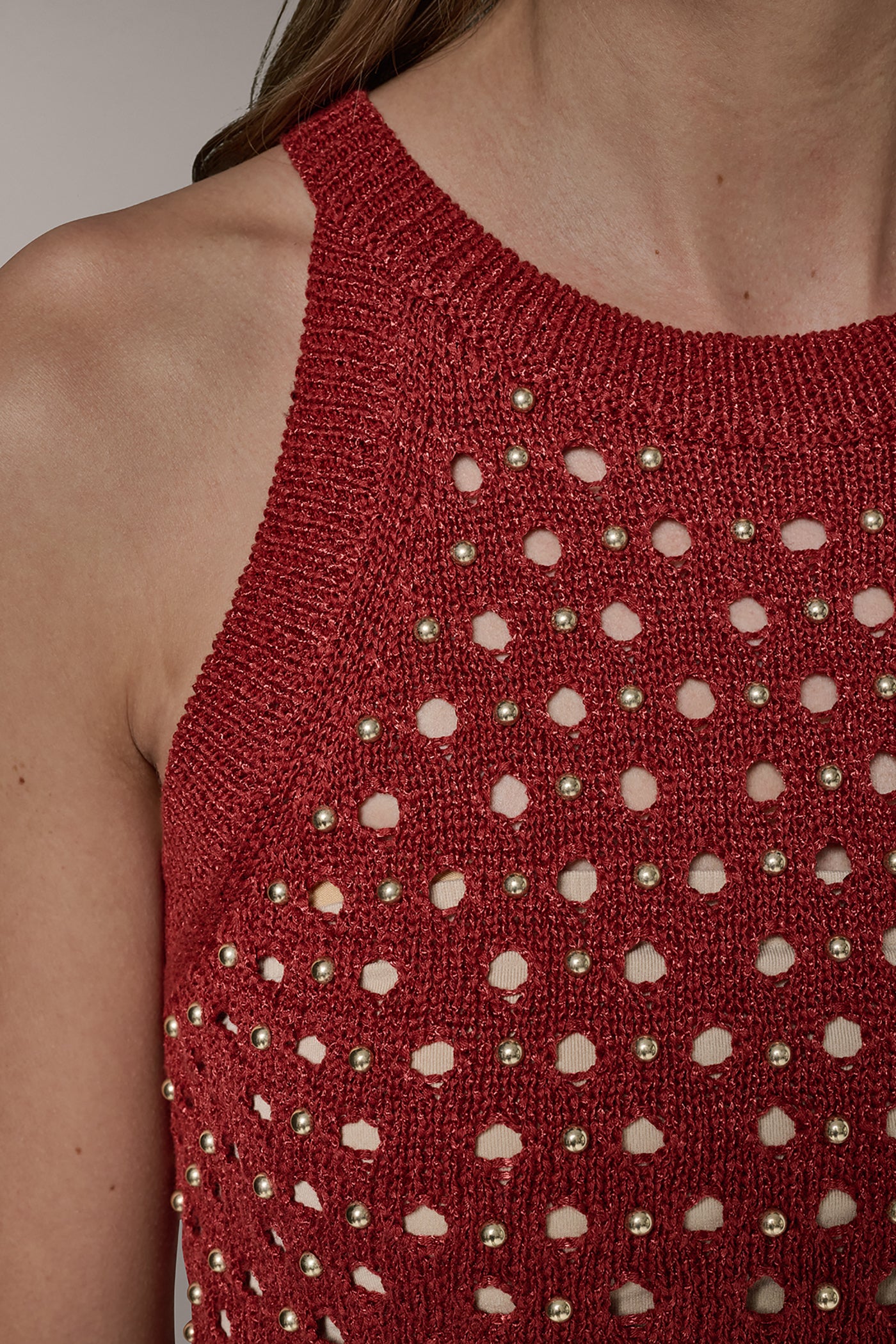 OPEN-STITCH HALTER SWEATER TANK VIEW 6 | Tops