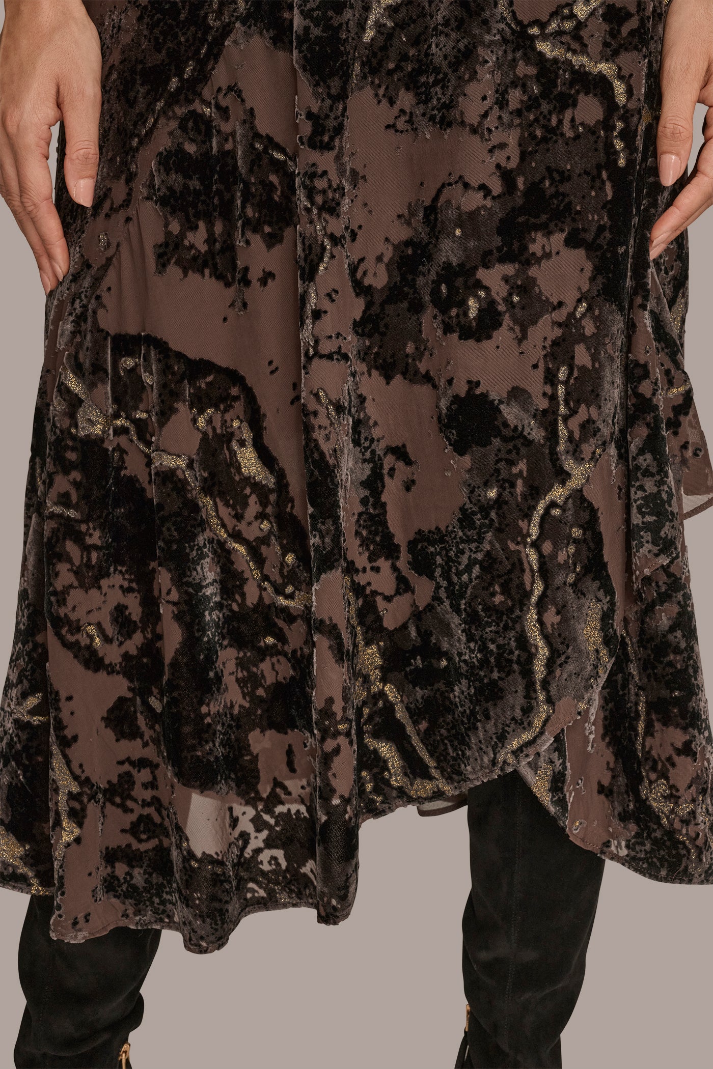 ASYMMETRIC VELVET BURNOUT MIDI DRESS VIEW 6 | Cocktail & Party