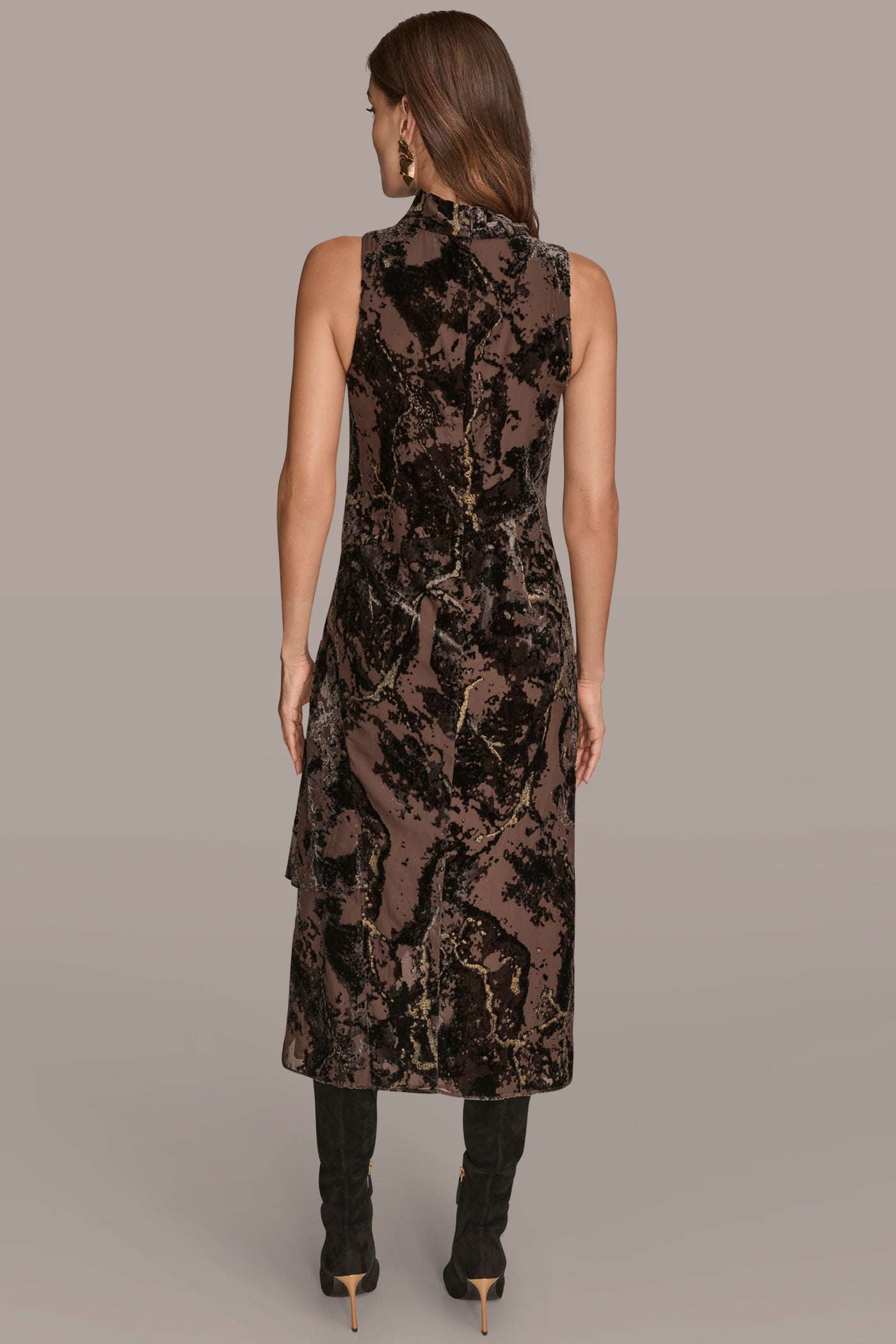 ASYMMETRIC VELVET BURNOUT MIDI DRESS | View 2 | Cocktail & Party