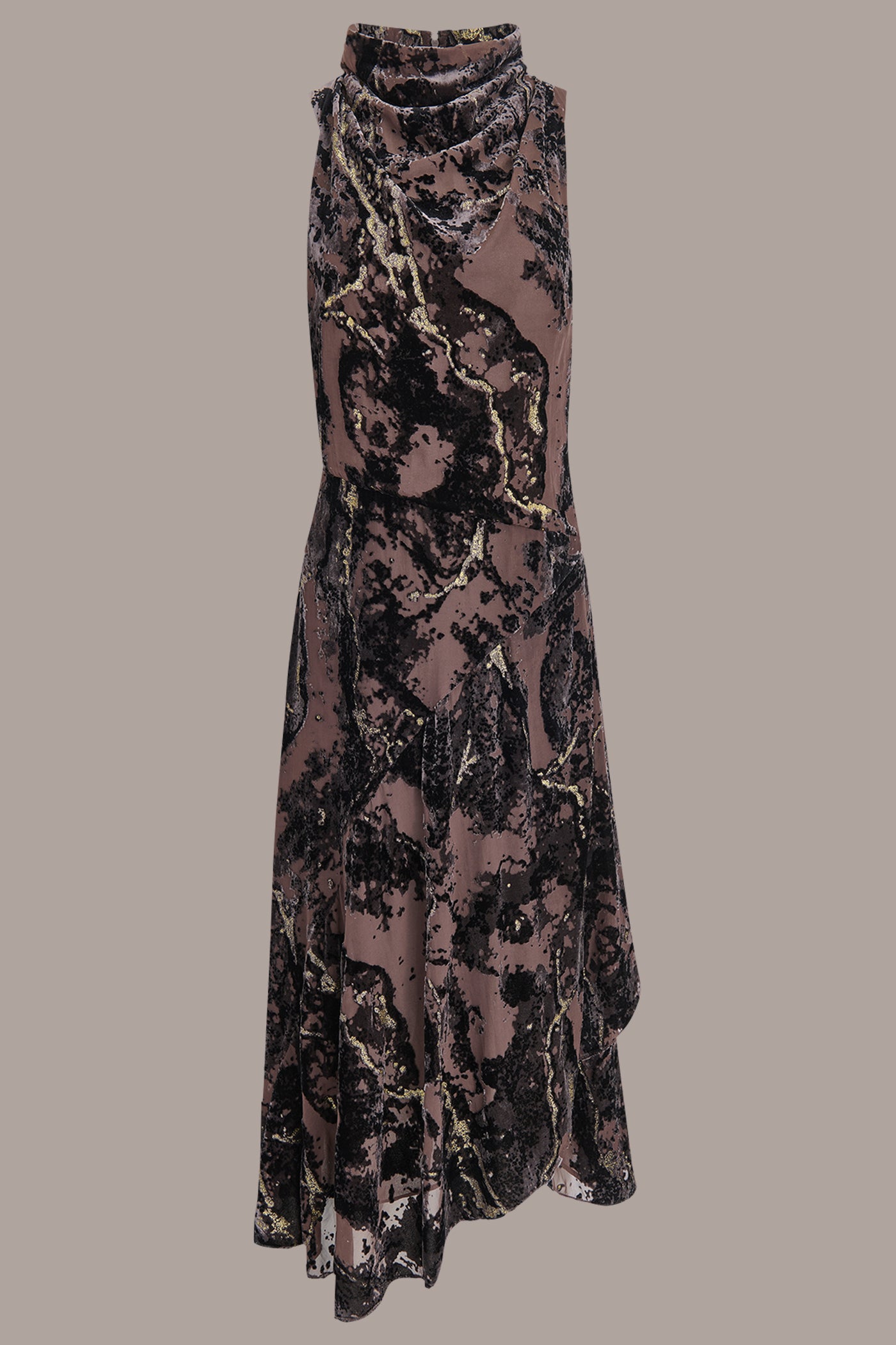 ASYMMETRIC VELVET BURNOUT MIDI DRESS VIEW 7 | Cocktail & Party