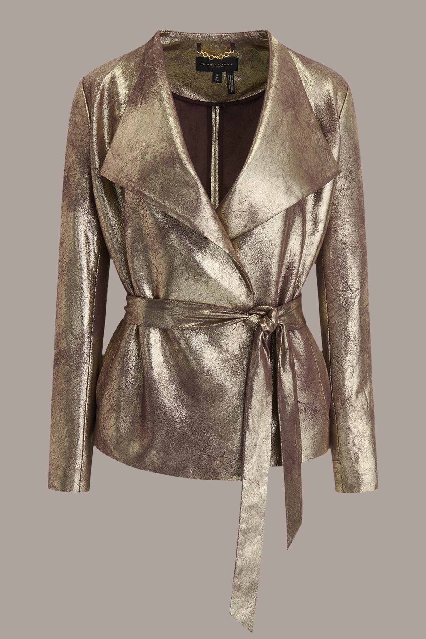 BELTED METALLIC FLYAWAY JACKET VIEW 7 | All Products