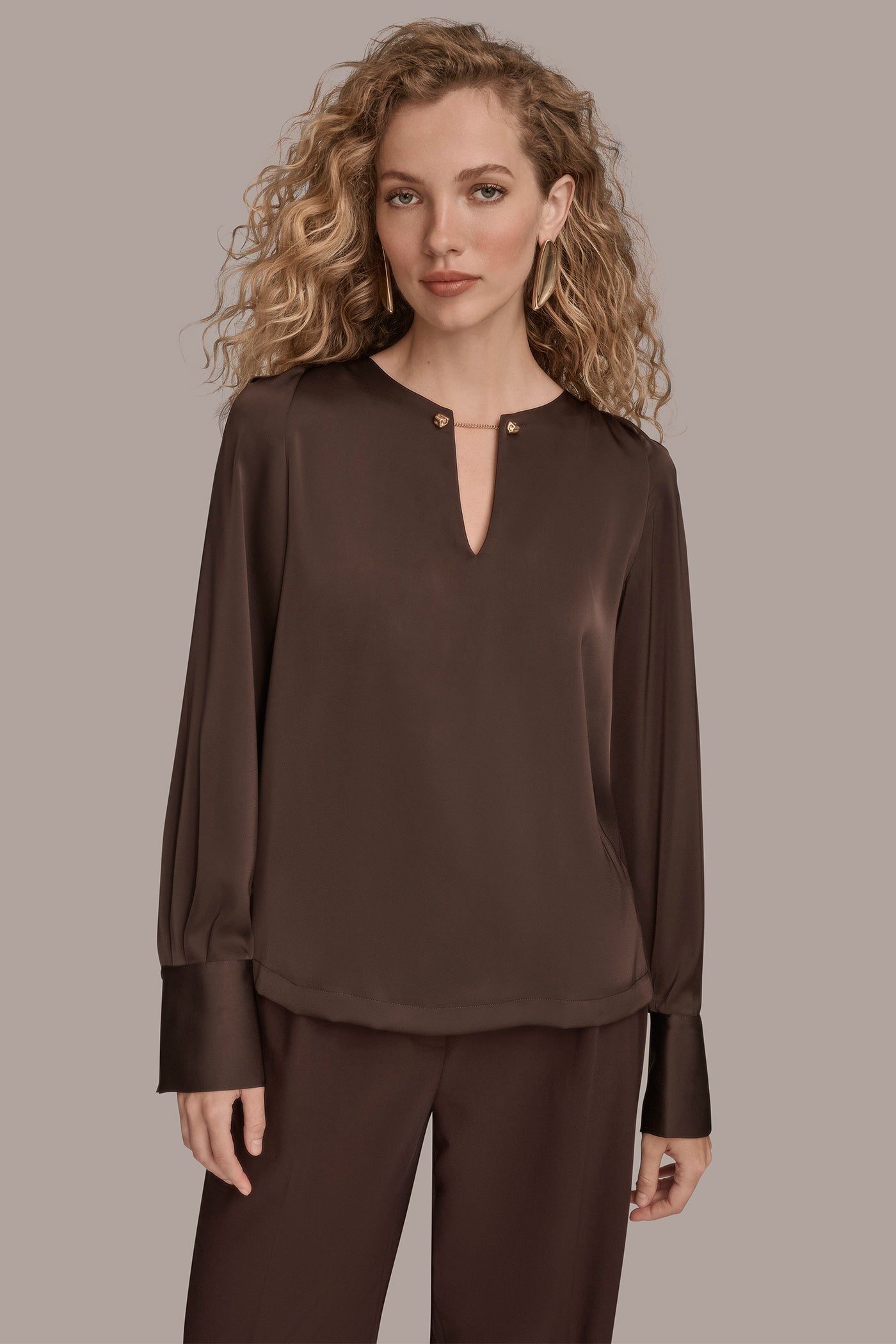 CHAIN-DETAILED SATIN TOP | View 1 | Tops & Sweaters