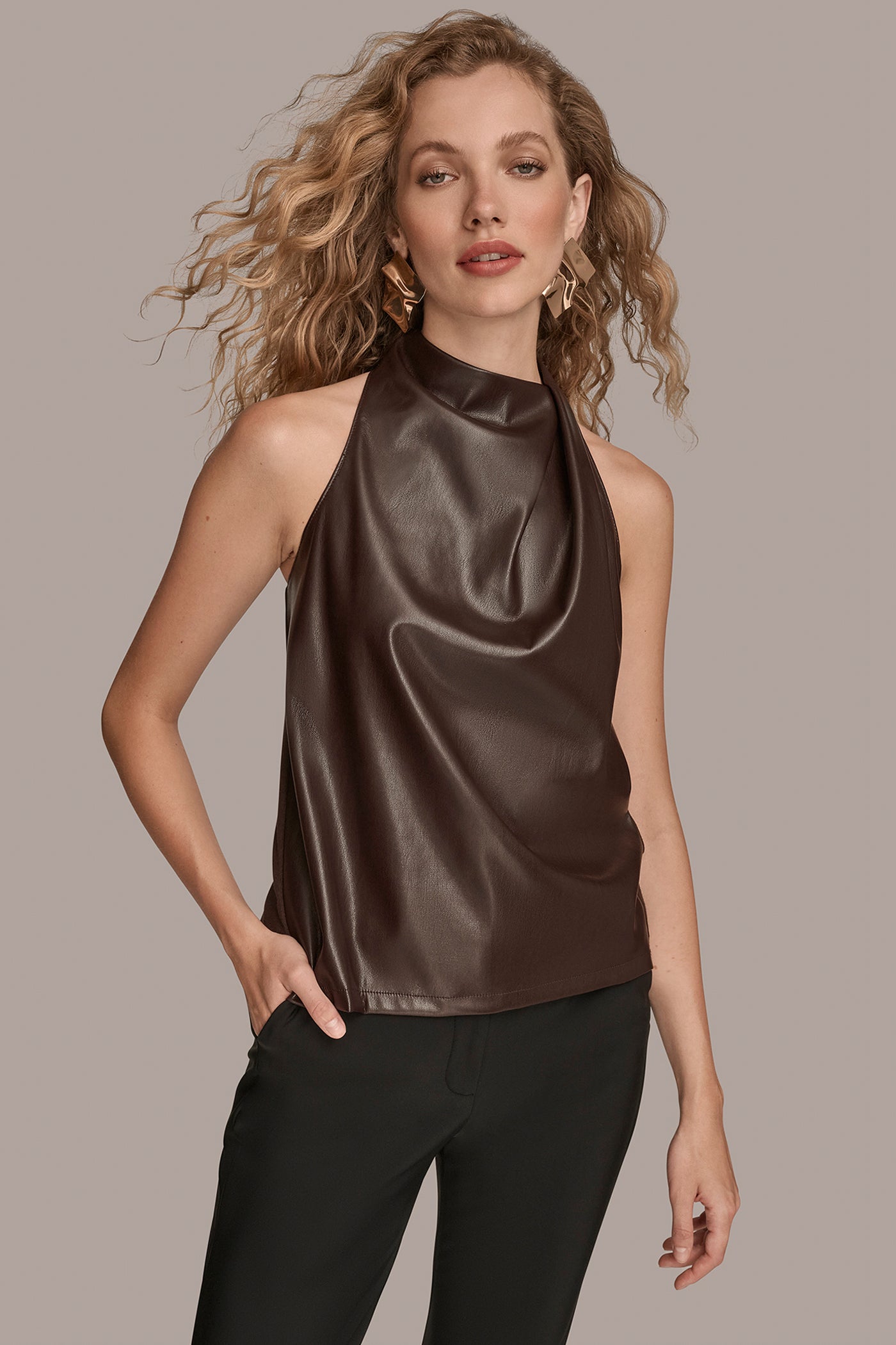 ASYMMETRIC MOCK-NECK GATHERED BLOUSE | View 1 | FRAGRANCE