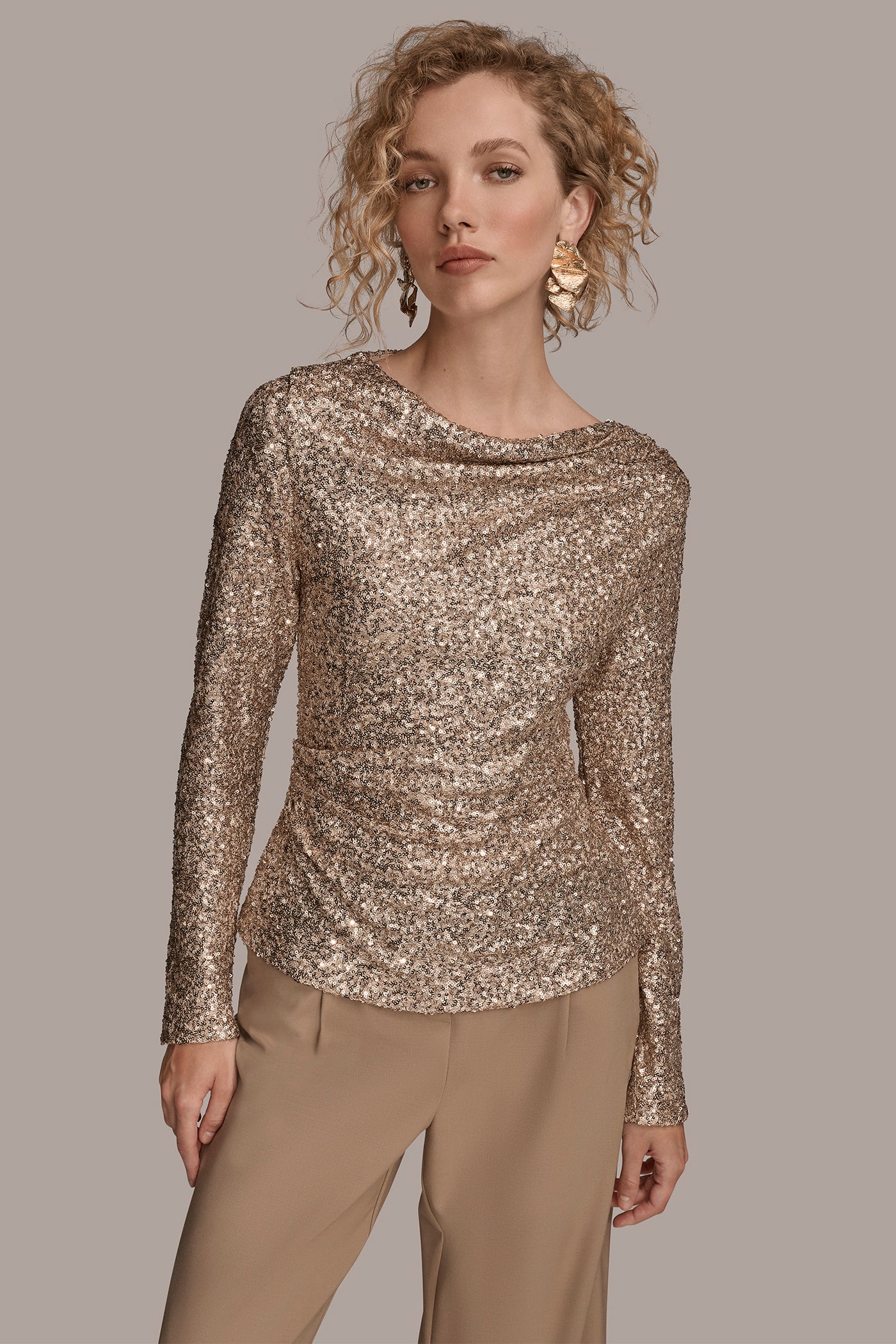 SEQUINED GATHERED TOP | View 1 | Tops