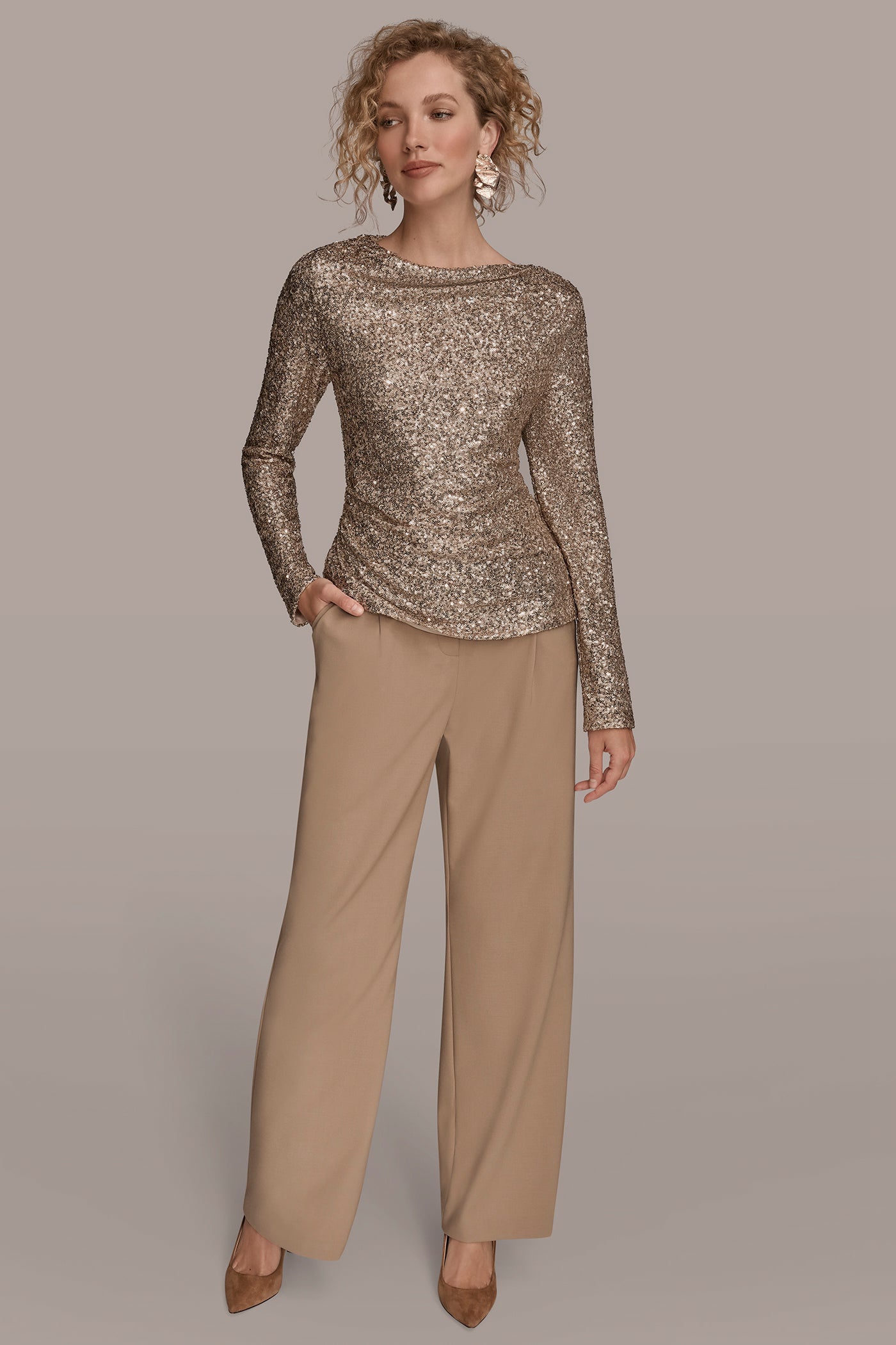 SEQUINED GATHERED TOP VIEW 4 | Tops
