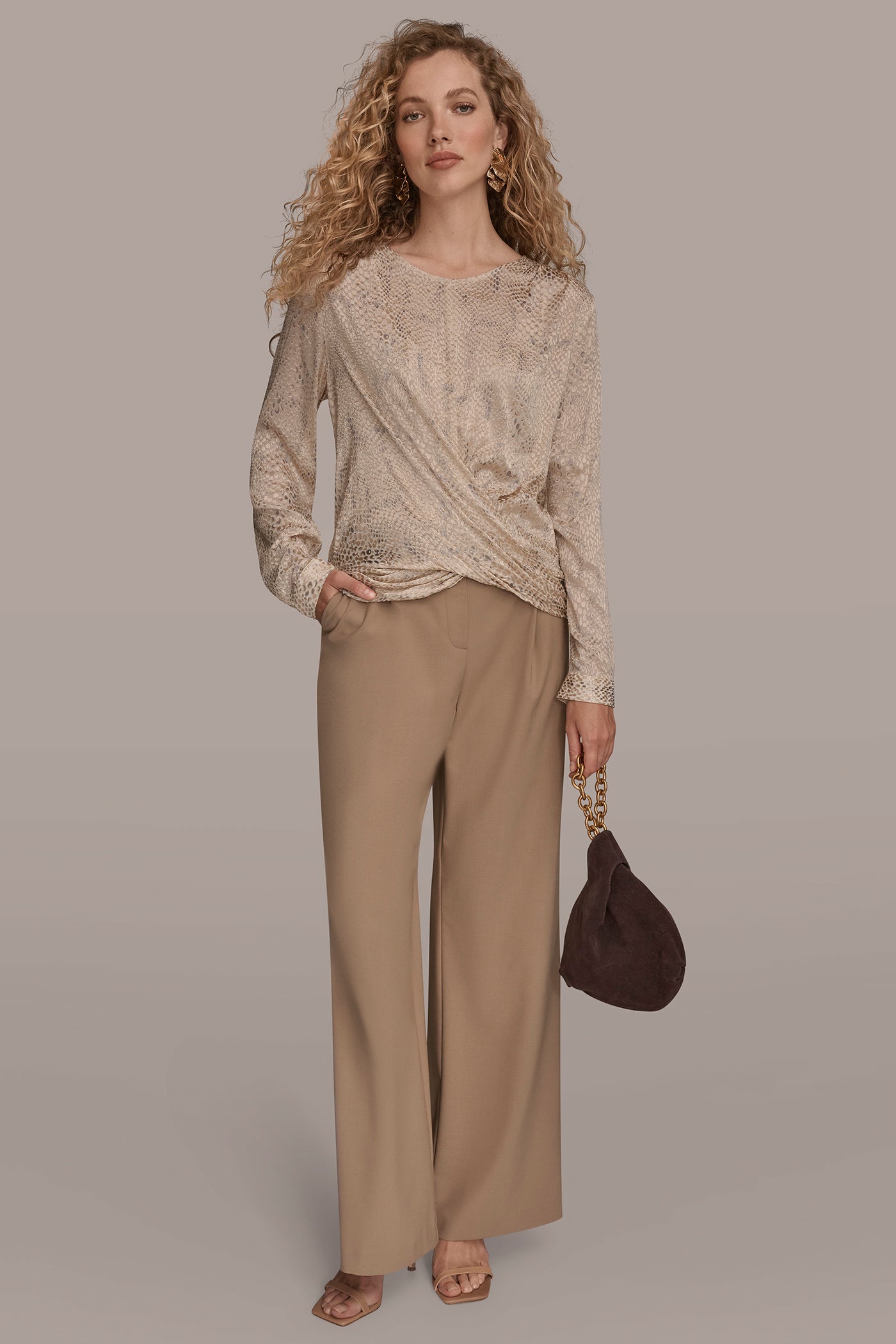 CROC-EFFECT DRAPED BLOUSE VIEW 4 | New Arrivals