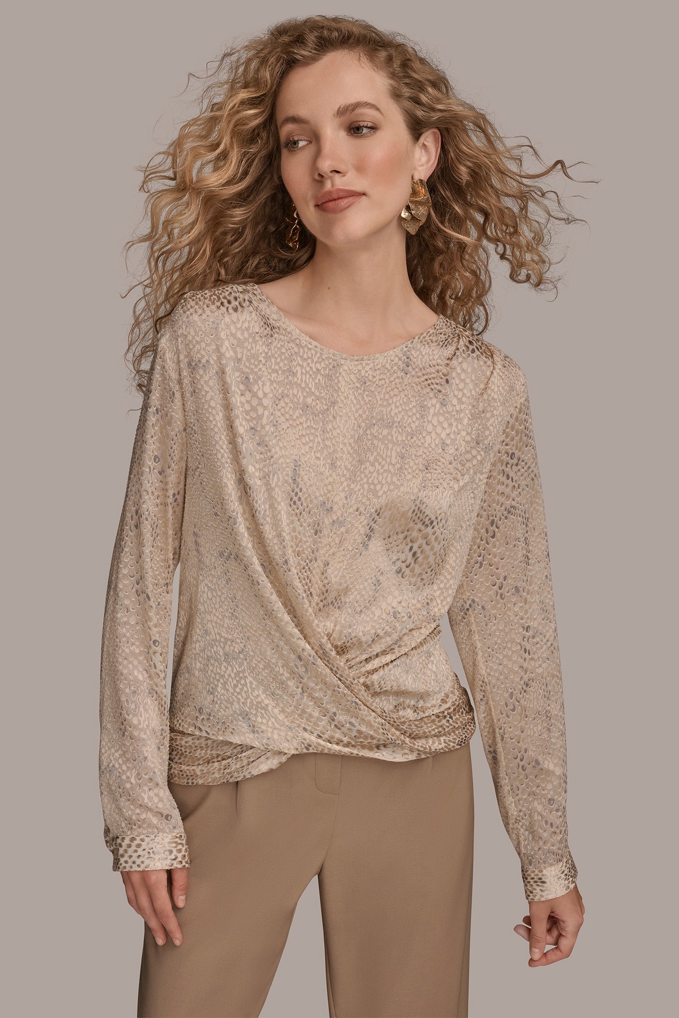 CROC-EFFECT DRAPED BLOUSE | View 1 | New Arrivals