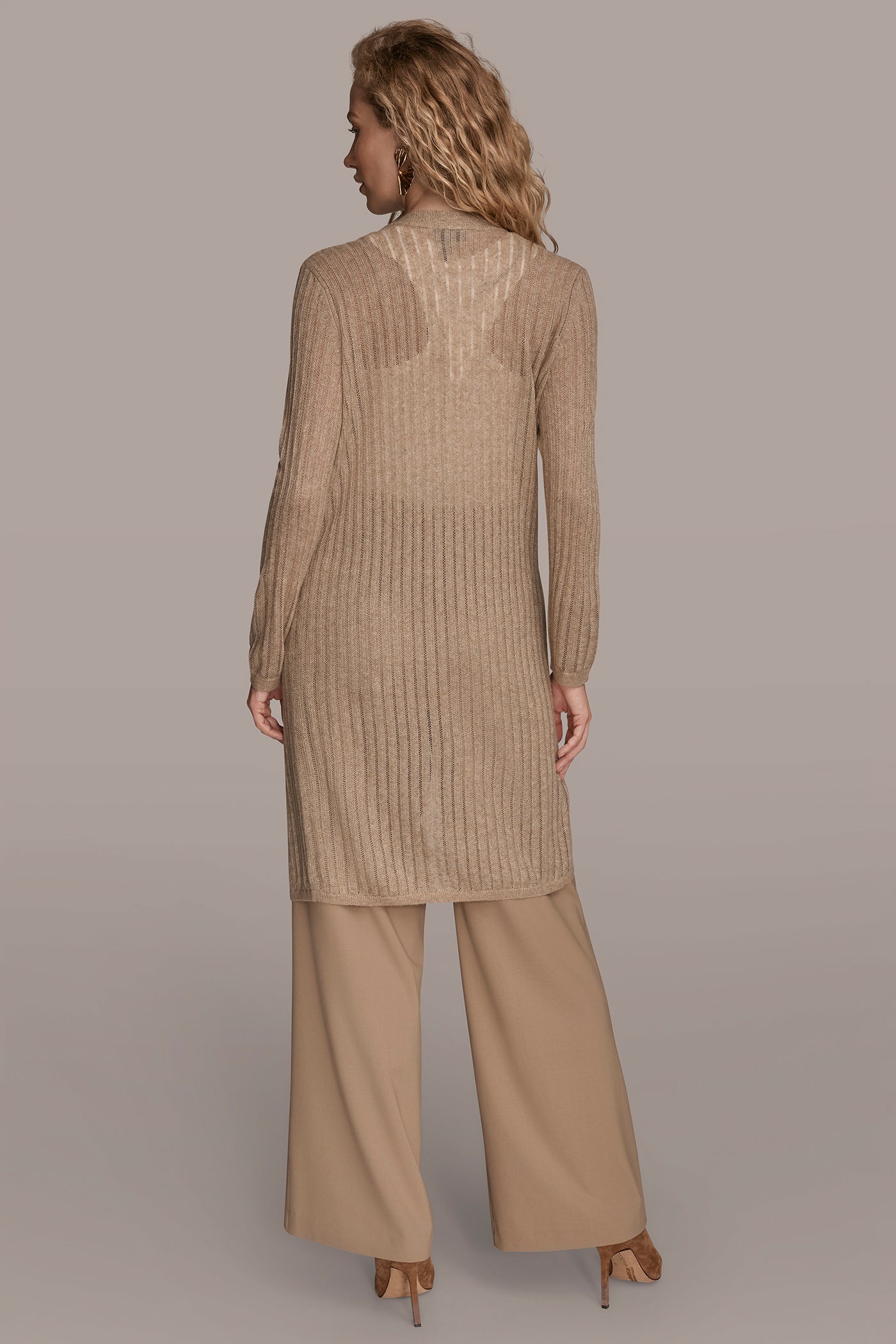LONG METALLIC RIB-KNIT CARDIGAN | View 2 | Included in discounts