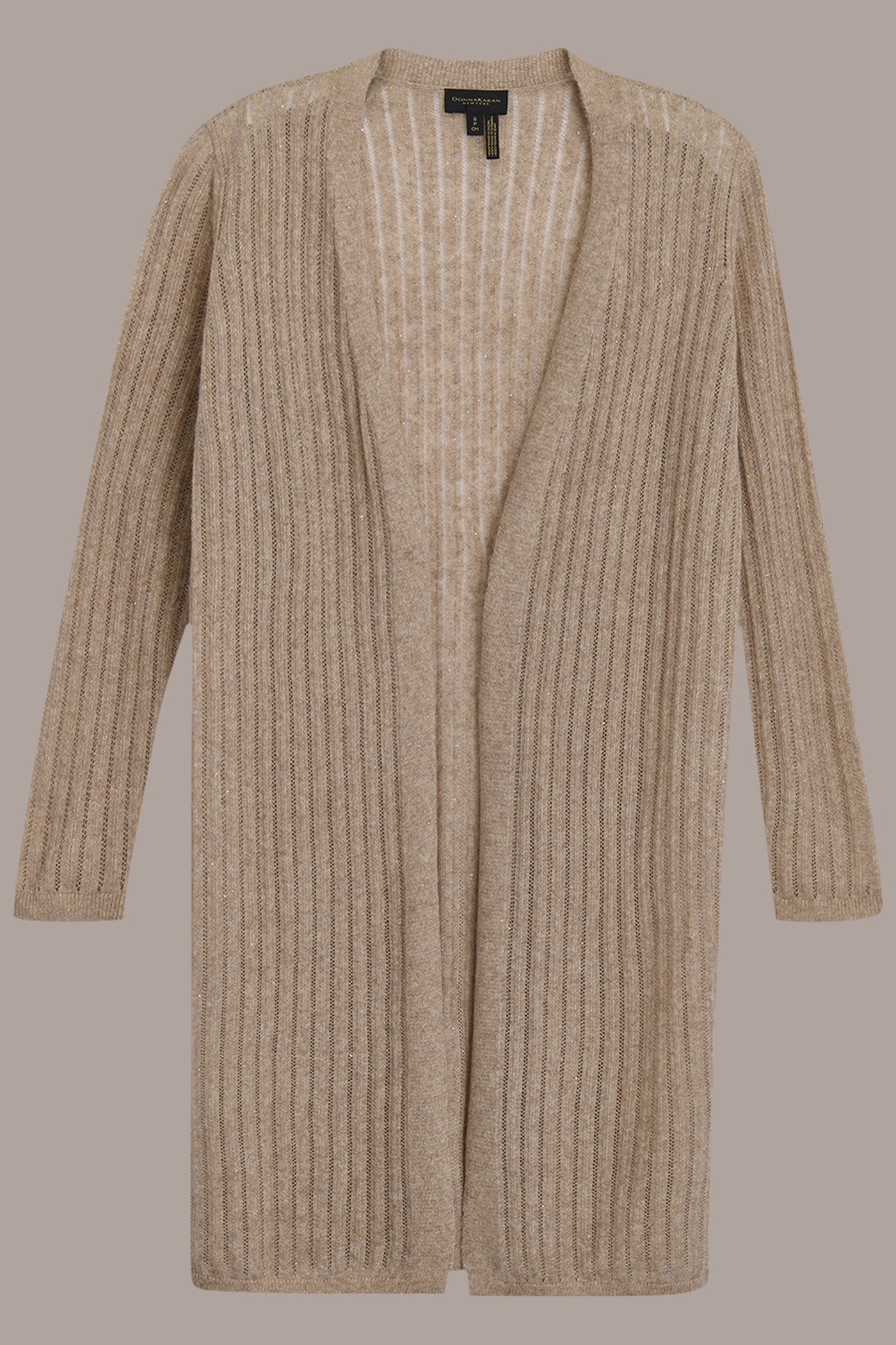 LONG METALLIC RIB-KNIT CARDIGAN VIEW 8 | Included in discounts