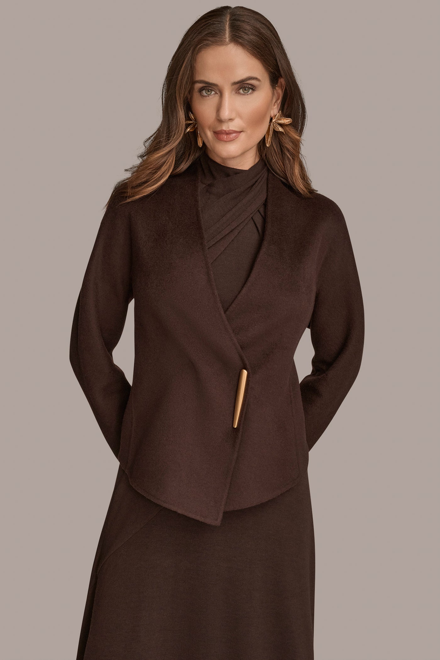 COLLARLESS EMBELLISHED WRAP JACKET | View 1 | New Arrivals