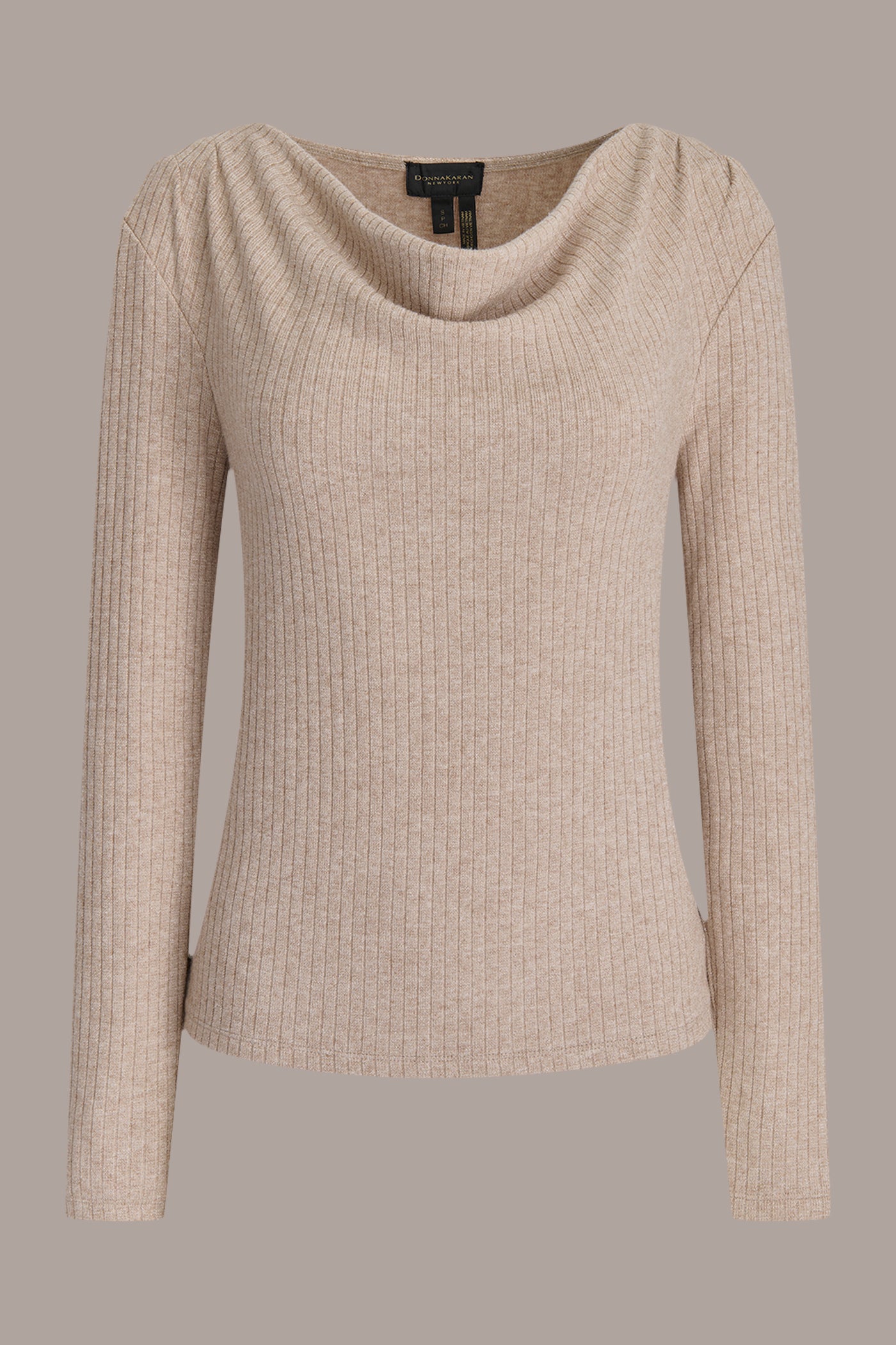 METALLIC COWL-NECK RIB-KNIT BLOUSE VIEW 5