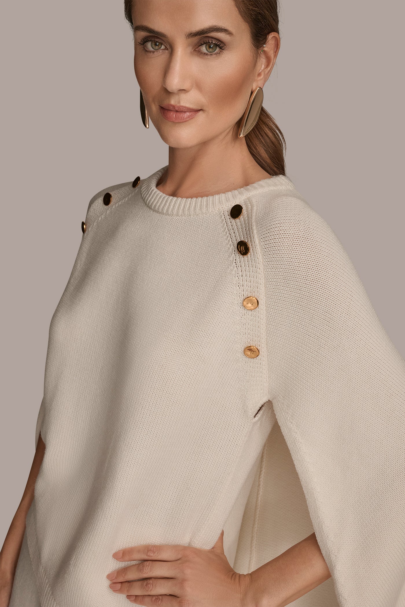 CAPE-EFFECT BUTTON-EMBELLISHED SWEATER VIEW 4 | All Products