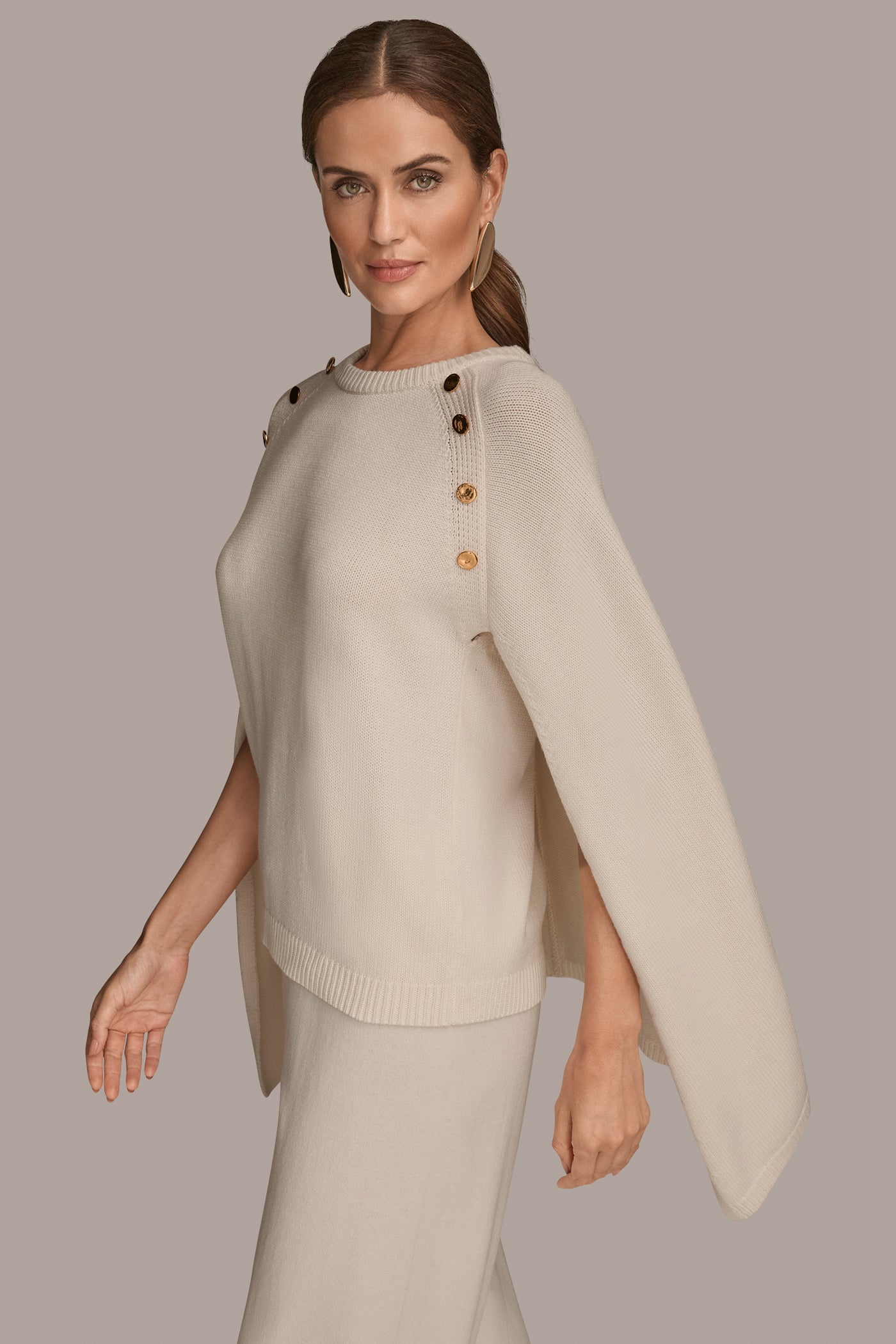 CAPE-EFFECT BUTTON-EMBELLISHED SWEATER VIEW 6 | All Products