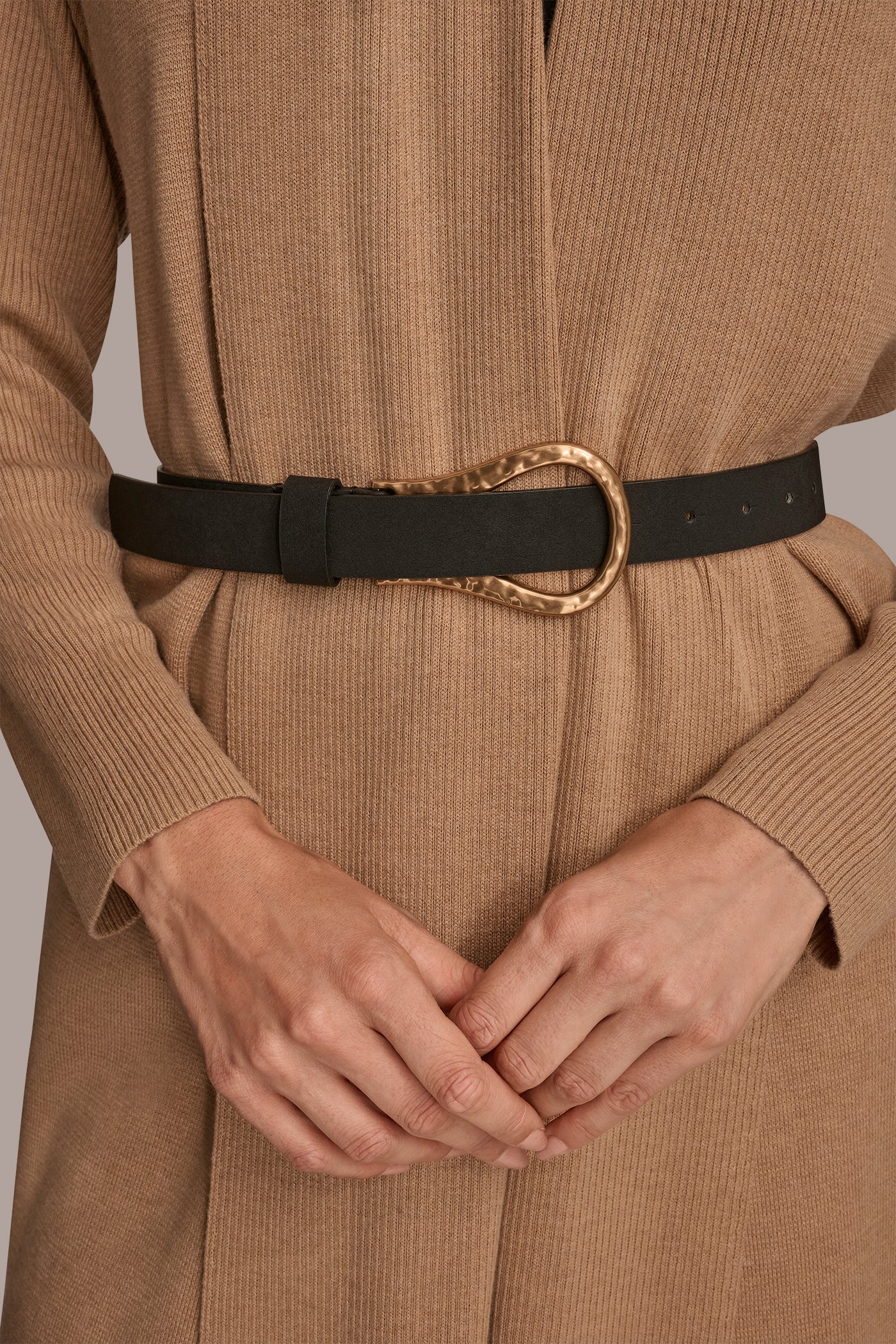 LONG SLEEVE CARDIGAN WITH BAR BELT VIEW 3 | All Products