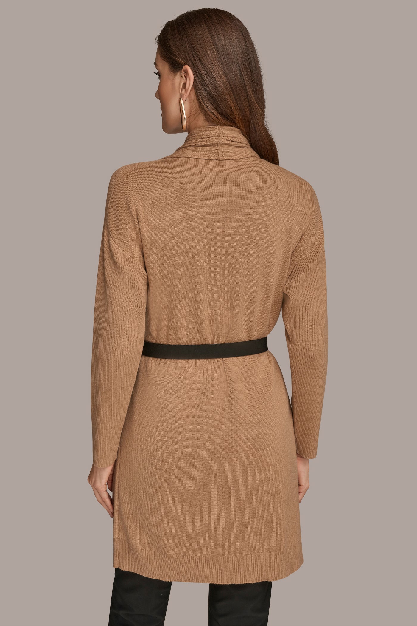 LONG SLEEVE CARDIGAN WITH BAR BELT | View 2 | All Products